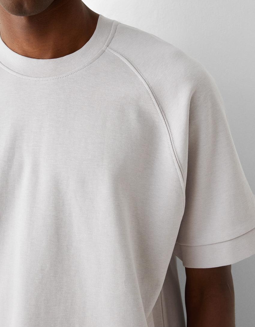 T-shirt manches courtes boxy fit interlock-Gris-5