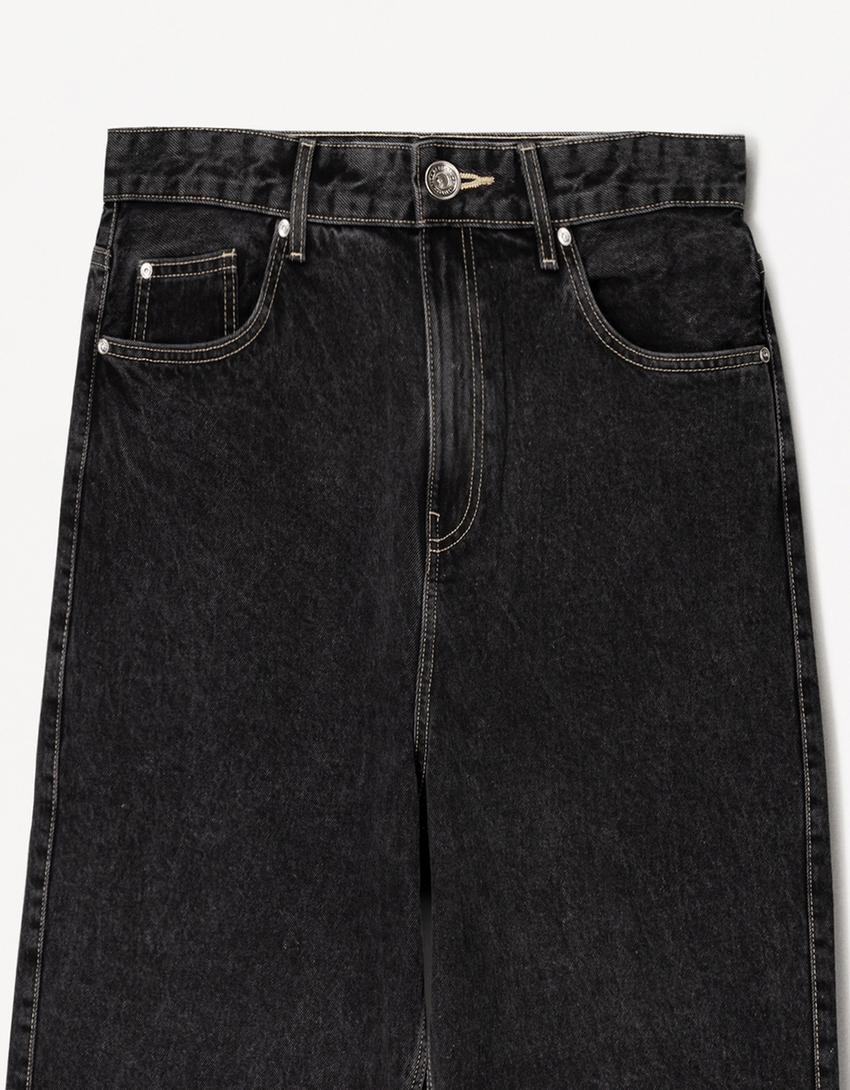 Loose fit baggy jeans-Zwart-2
