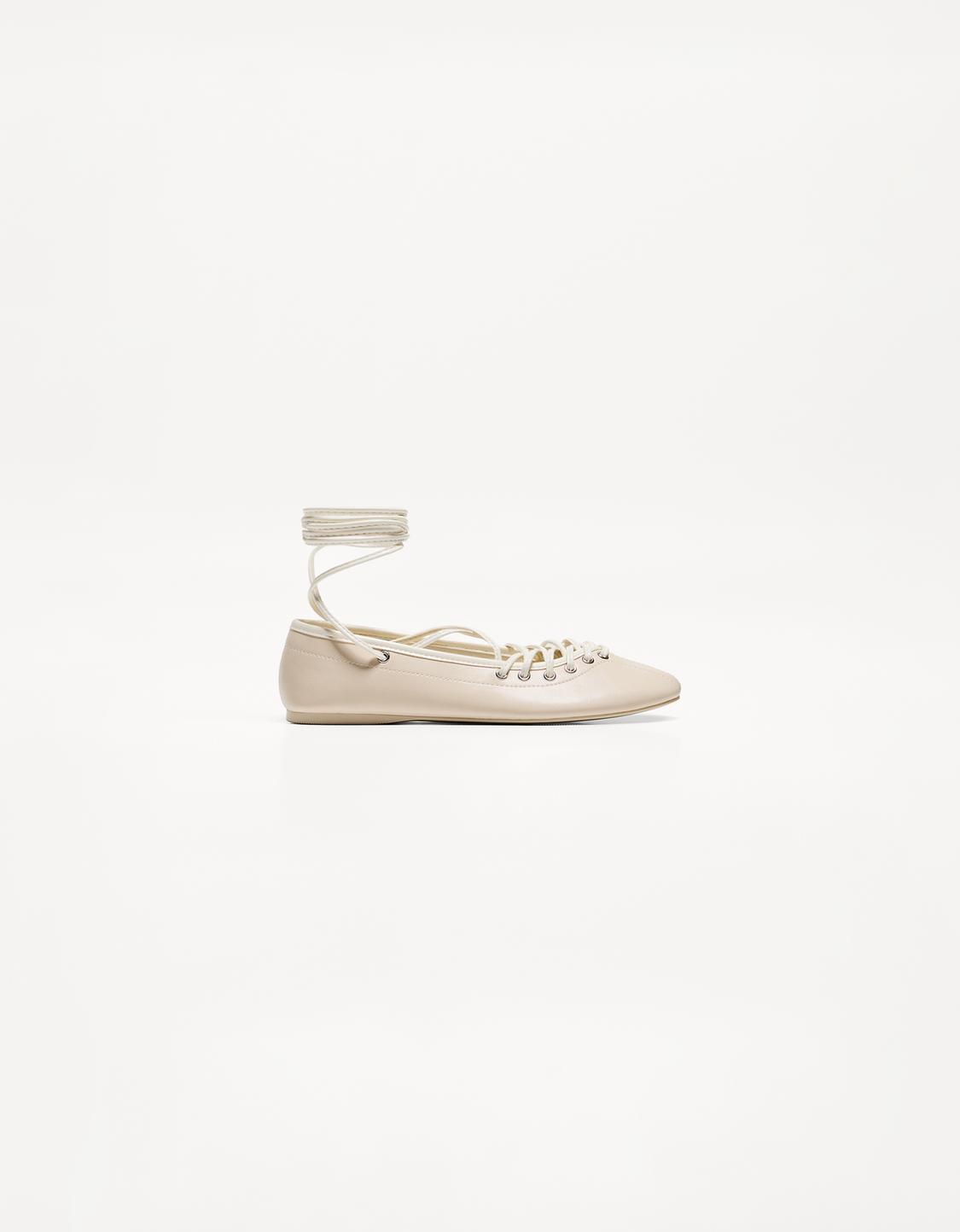 Lace-up ballet flats
