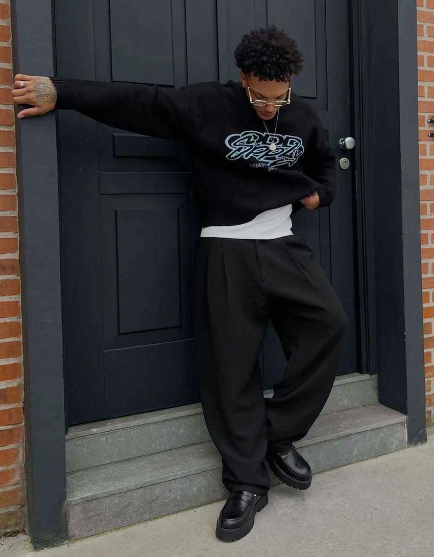 Pullover mit Jacquard-Print-Schwarz