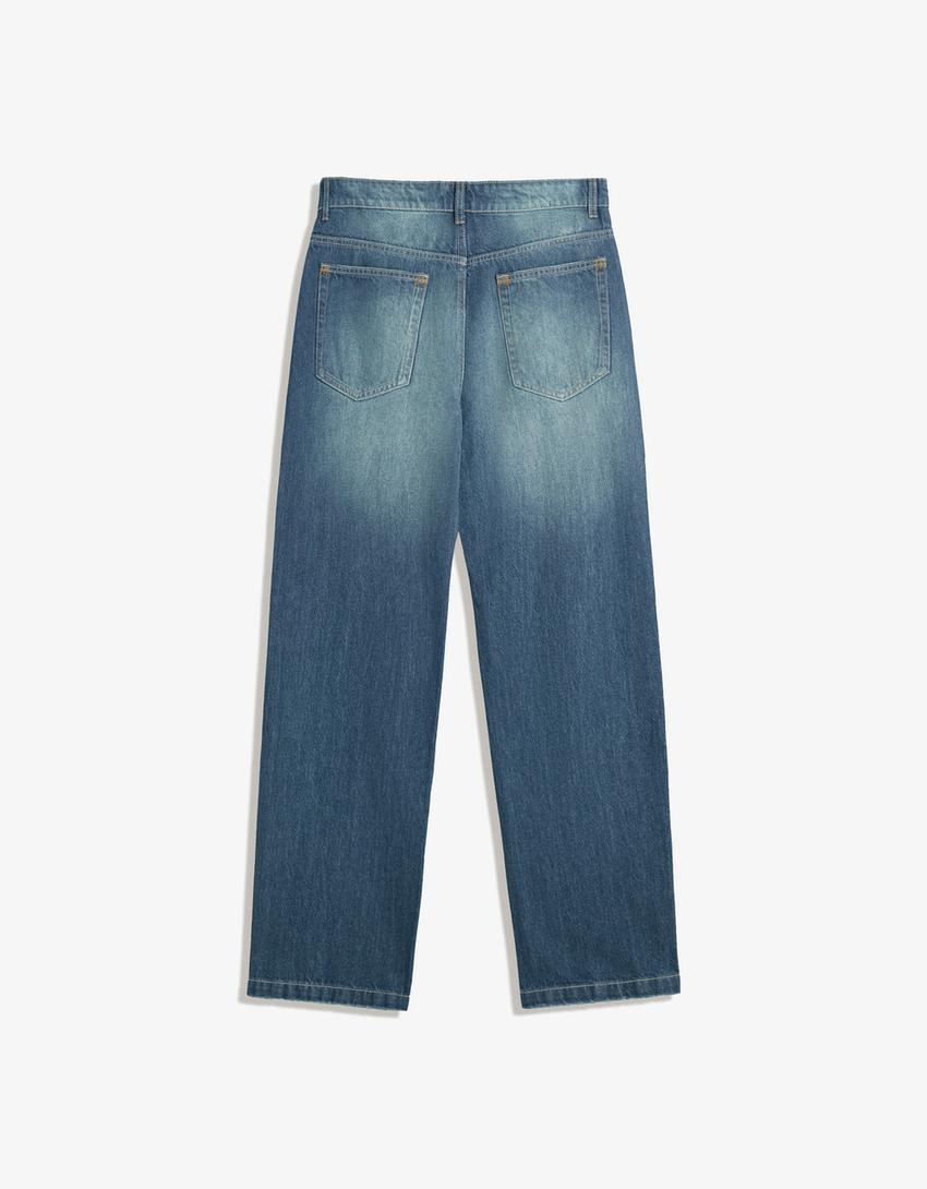 Relax fit straight jeans-Groen