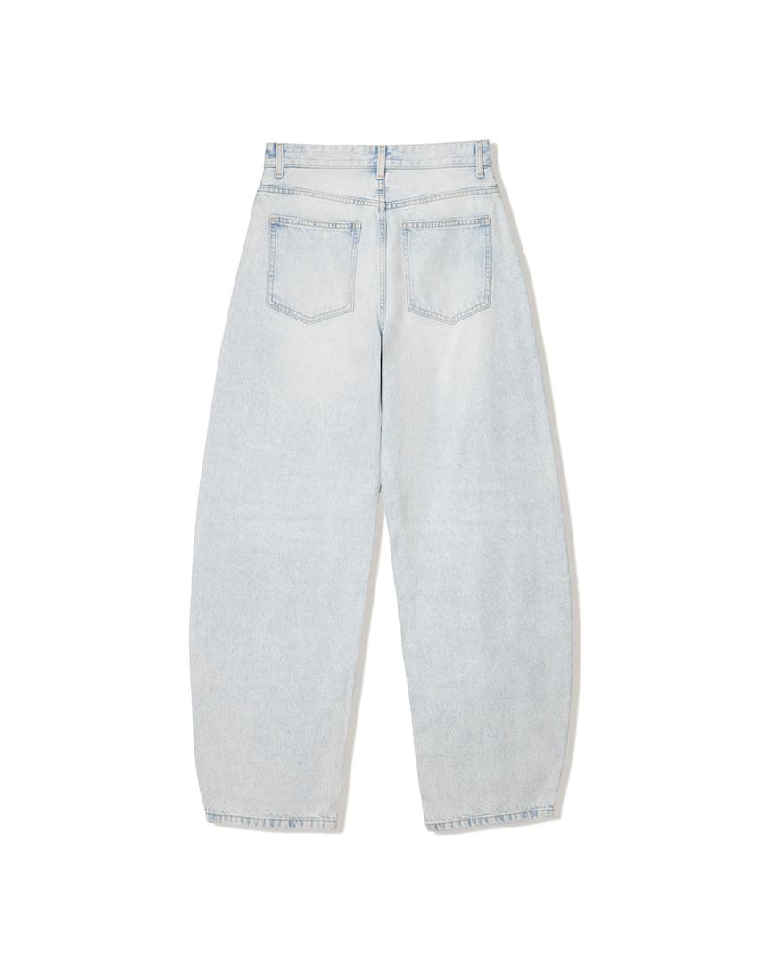 Jeans wide leg barrel fit cintura subida-Azul lavado