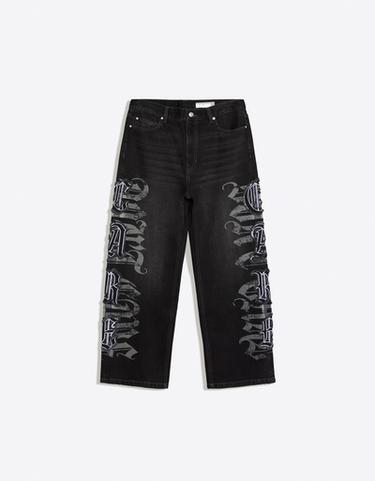 Baggy jeans with star patches — Black 5