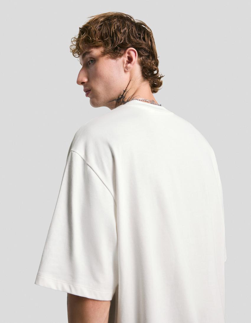 Camiseta manga corta felpa-Blanco roto