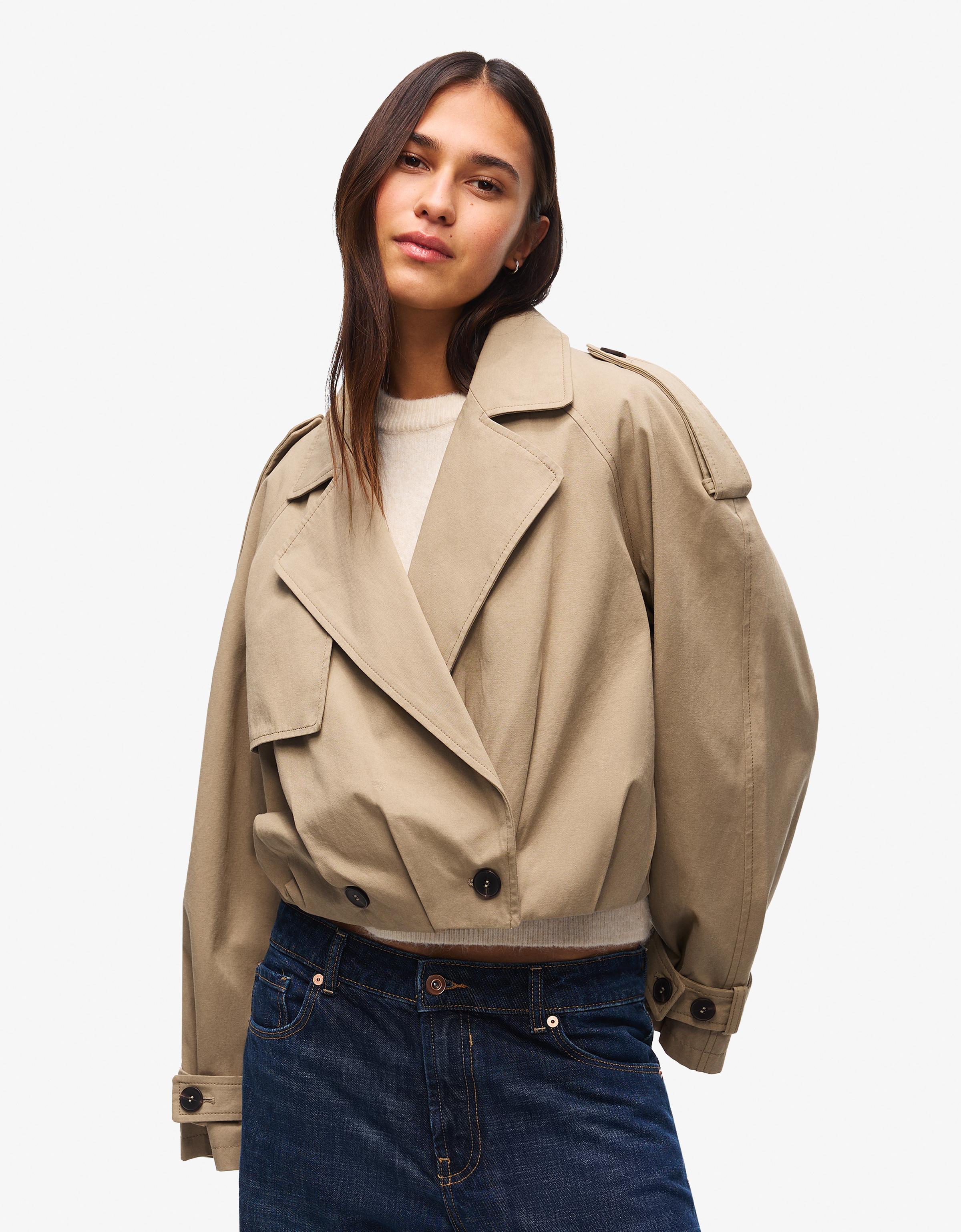 Balloon effect cropped trench coat — Camel