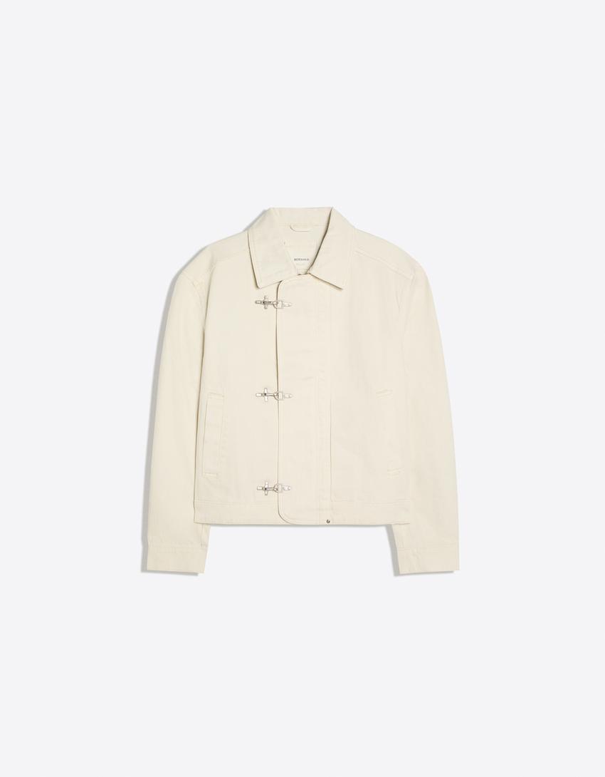 Clasp fastener jacket-Cream