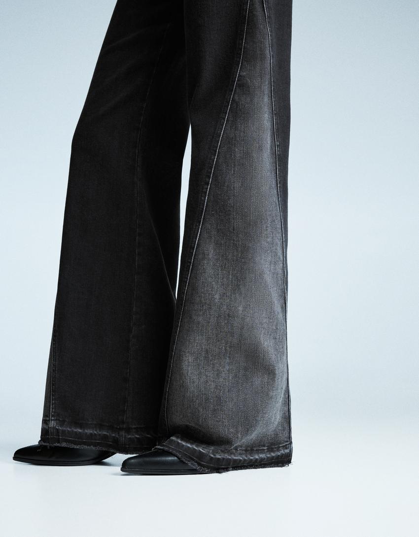 Jeans flare contraste-Negro