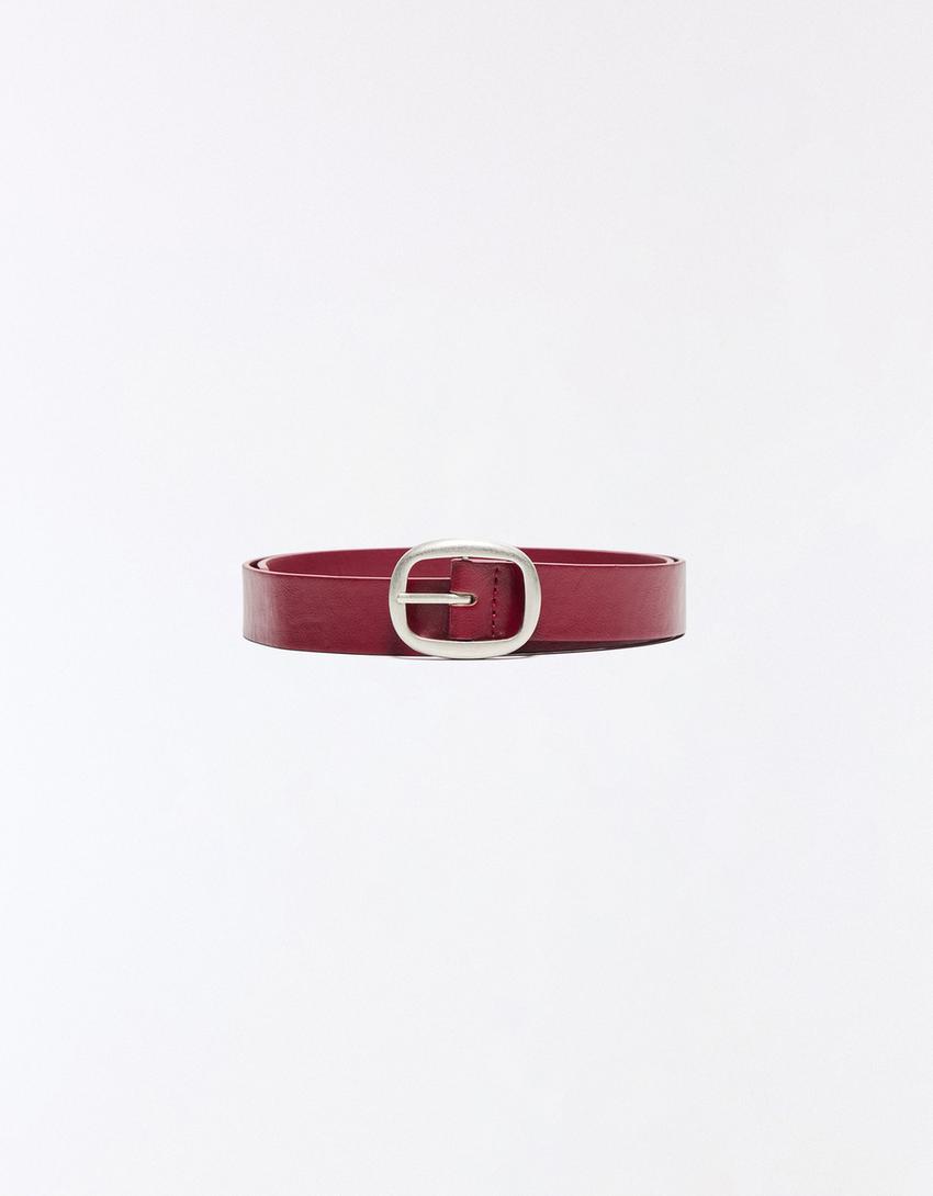 Belt with buckle-Burgundy