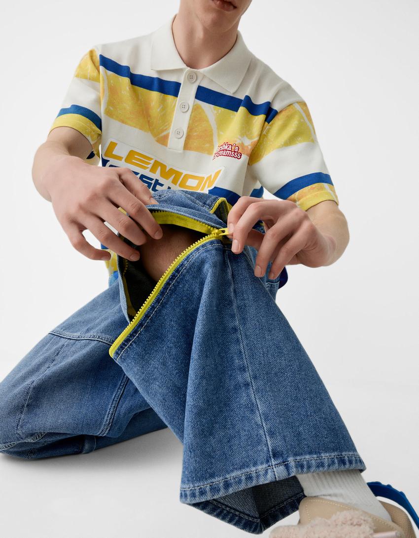 Jean BERSSSHKA X SSSTUFFF baggy amovible-Bleu lavé-4