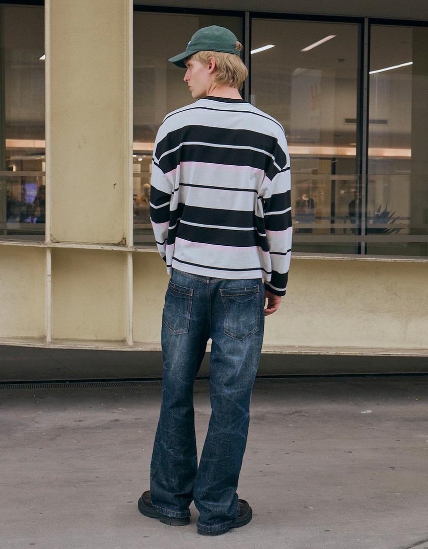 Jeans baggy flare-Bleu