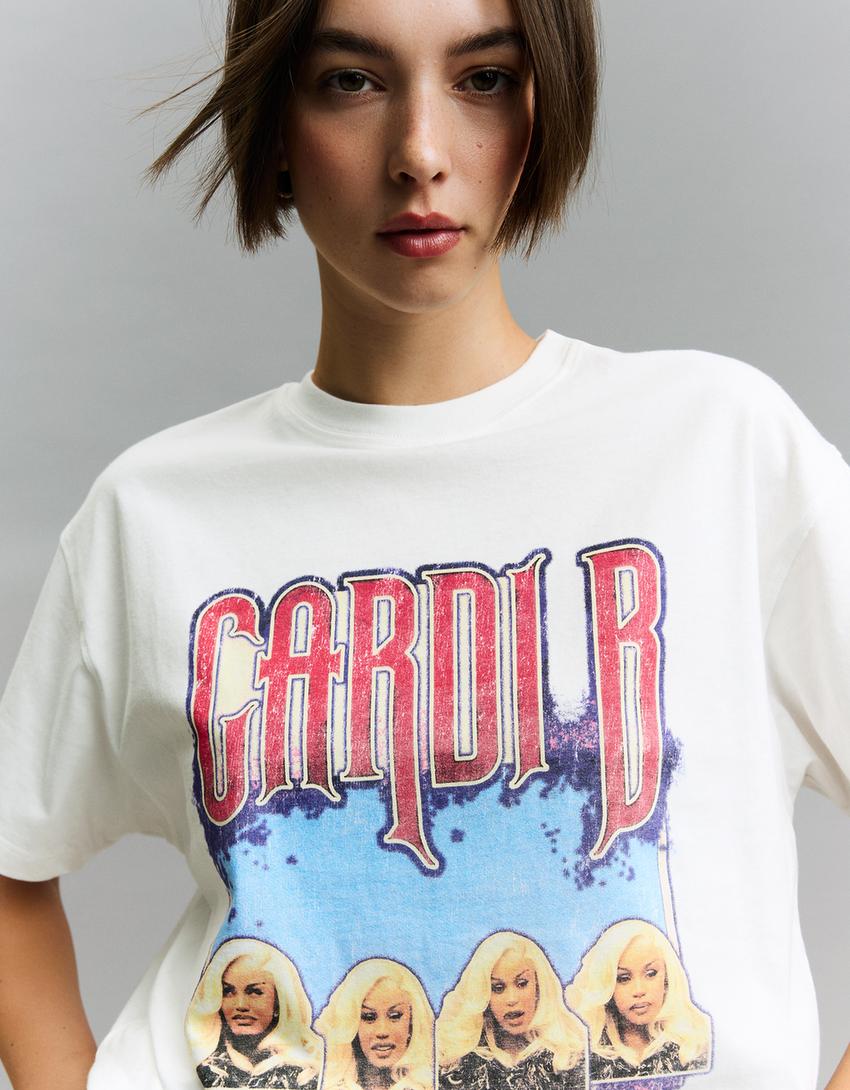 Cardi B. print short sleeve T-shirt-Off white