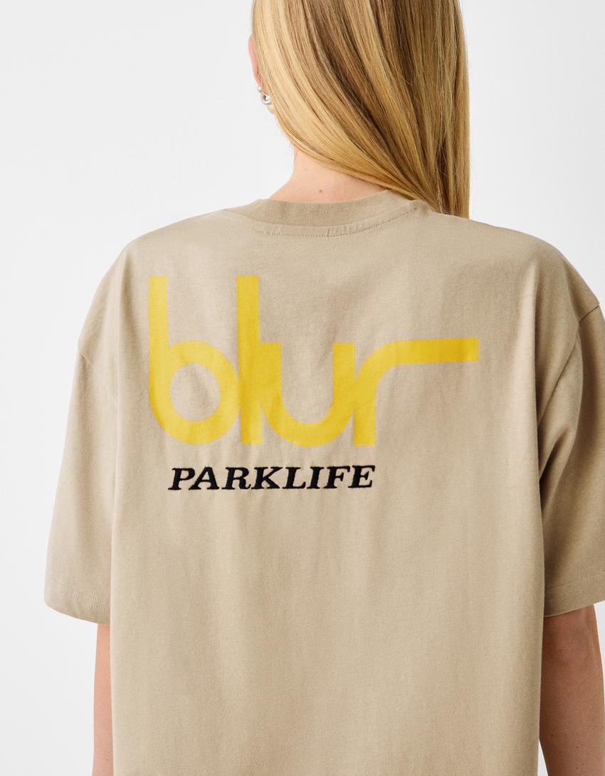 T-shirt Blur de manga curta boxy estampado-Caramelo-7