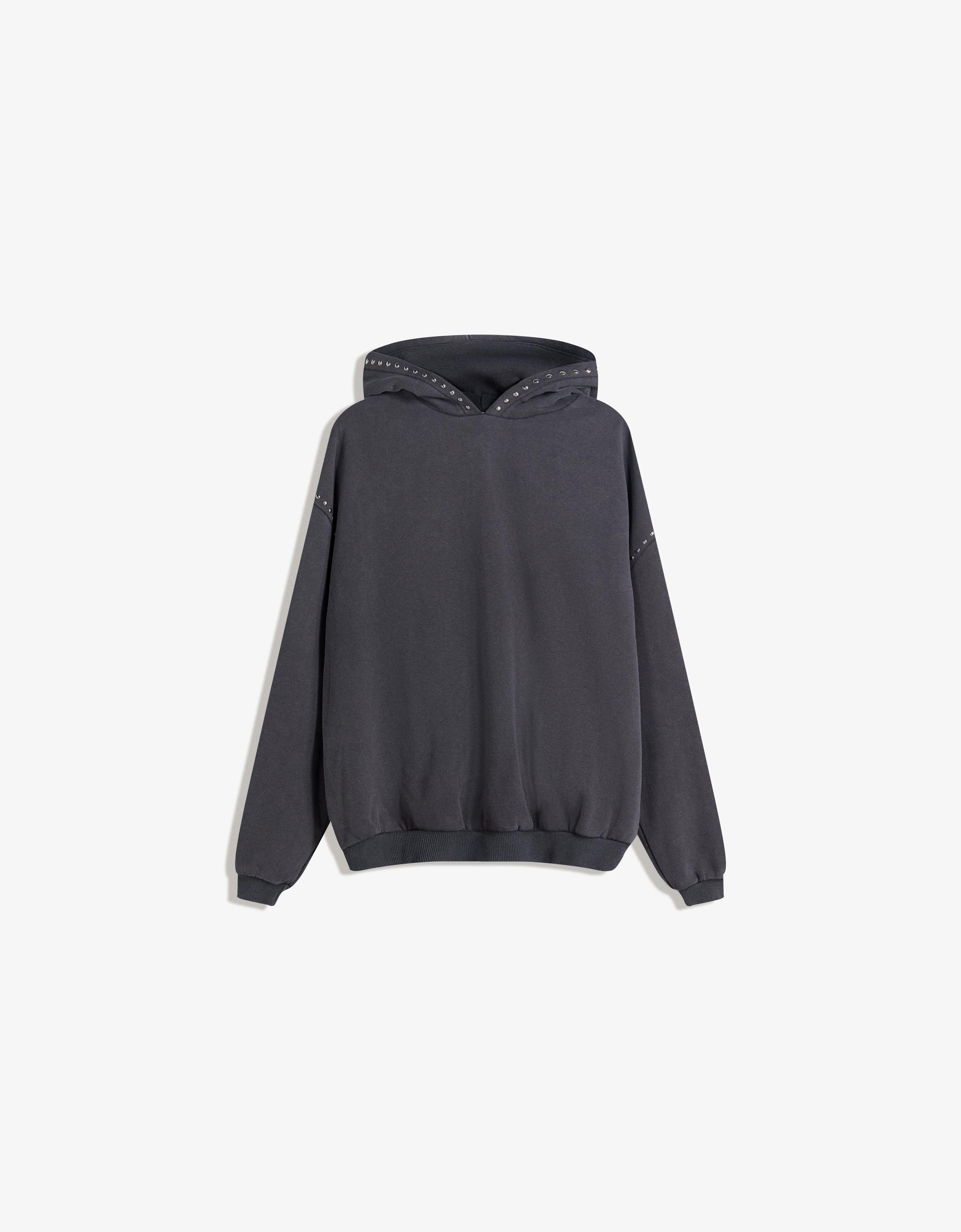 Zımbalı Kapüşonlu Sweatshirt - Görsel 2