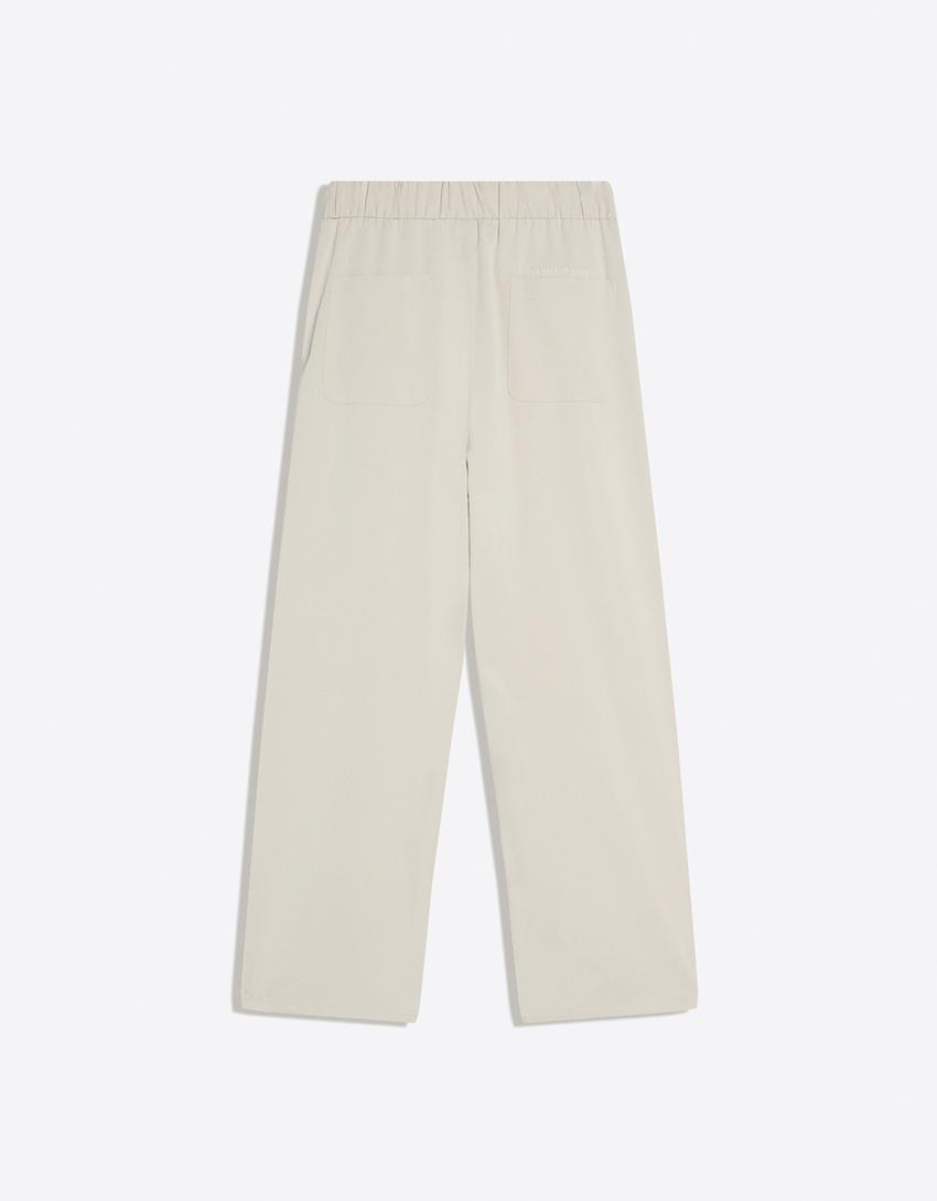 Pantalon super baggy fit à pinces fluide-Pierre