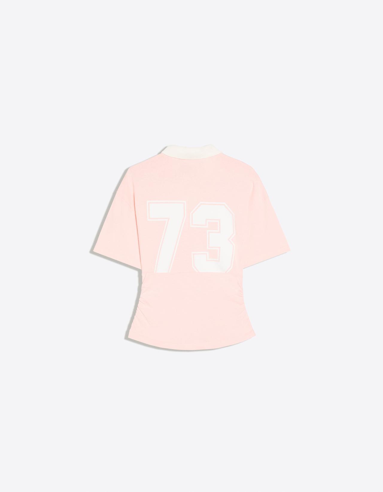 Short sleeve sash print polo shirt — Pink