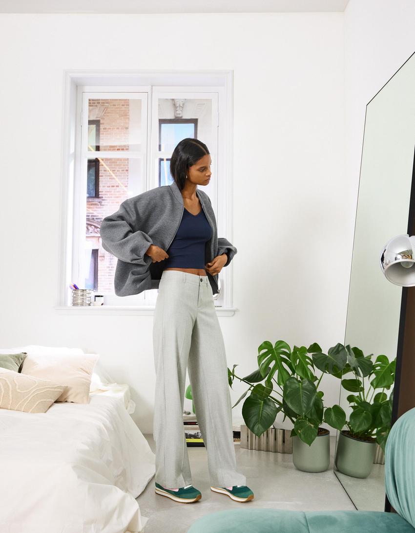 Wide-leg trousers-Grey