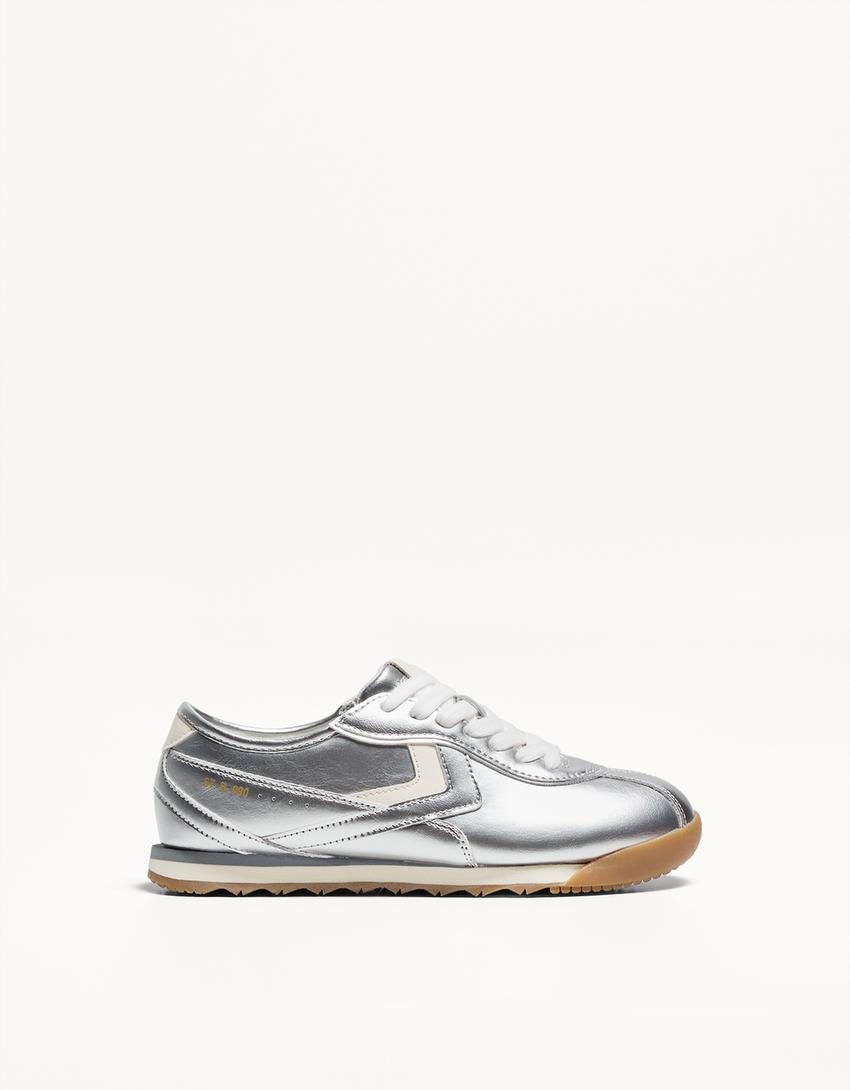 Buty sportowe retro-Srebrny-0