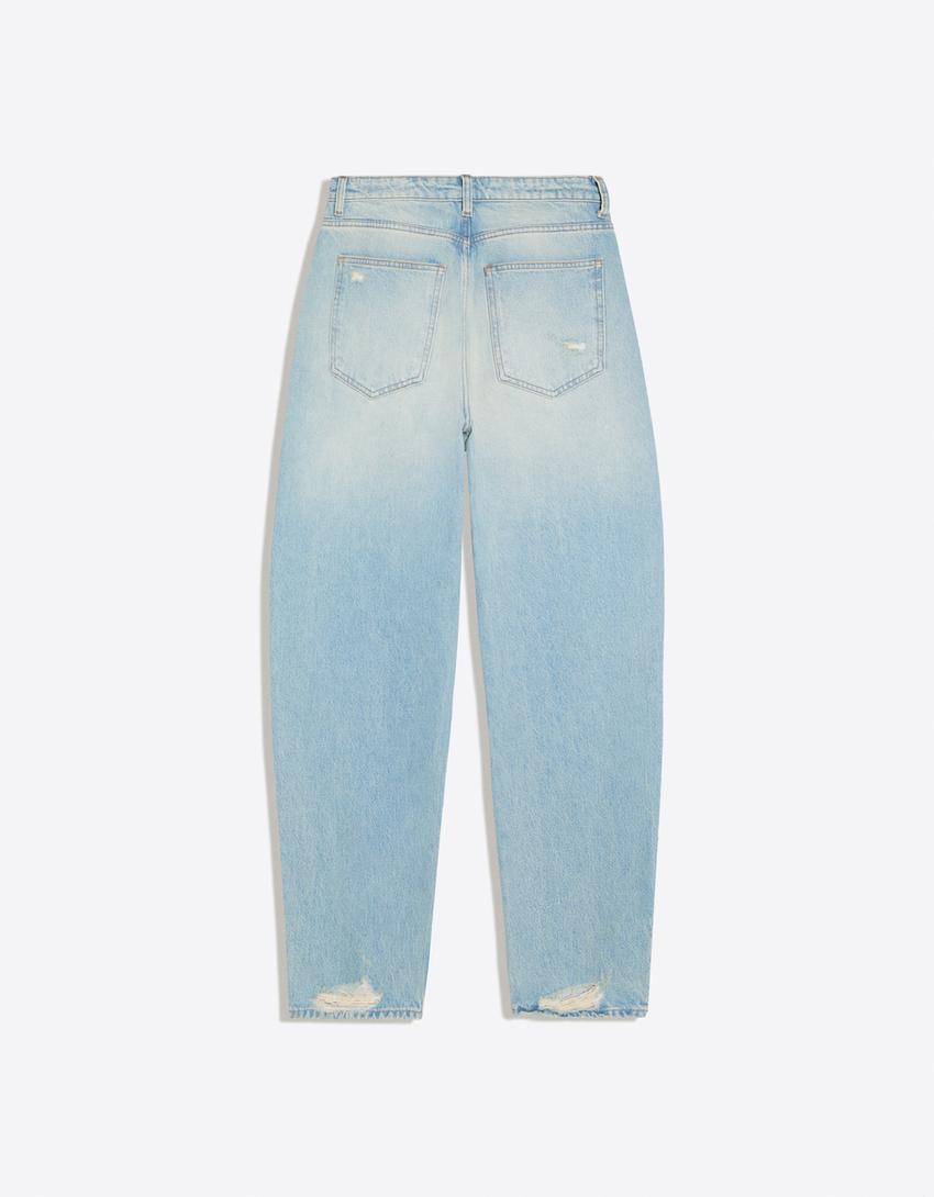 Ripped loose fit jeans-Light blue
