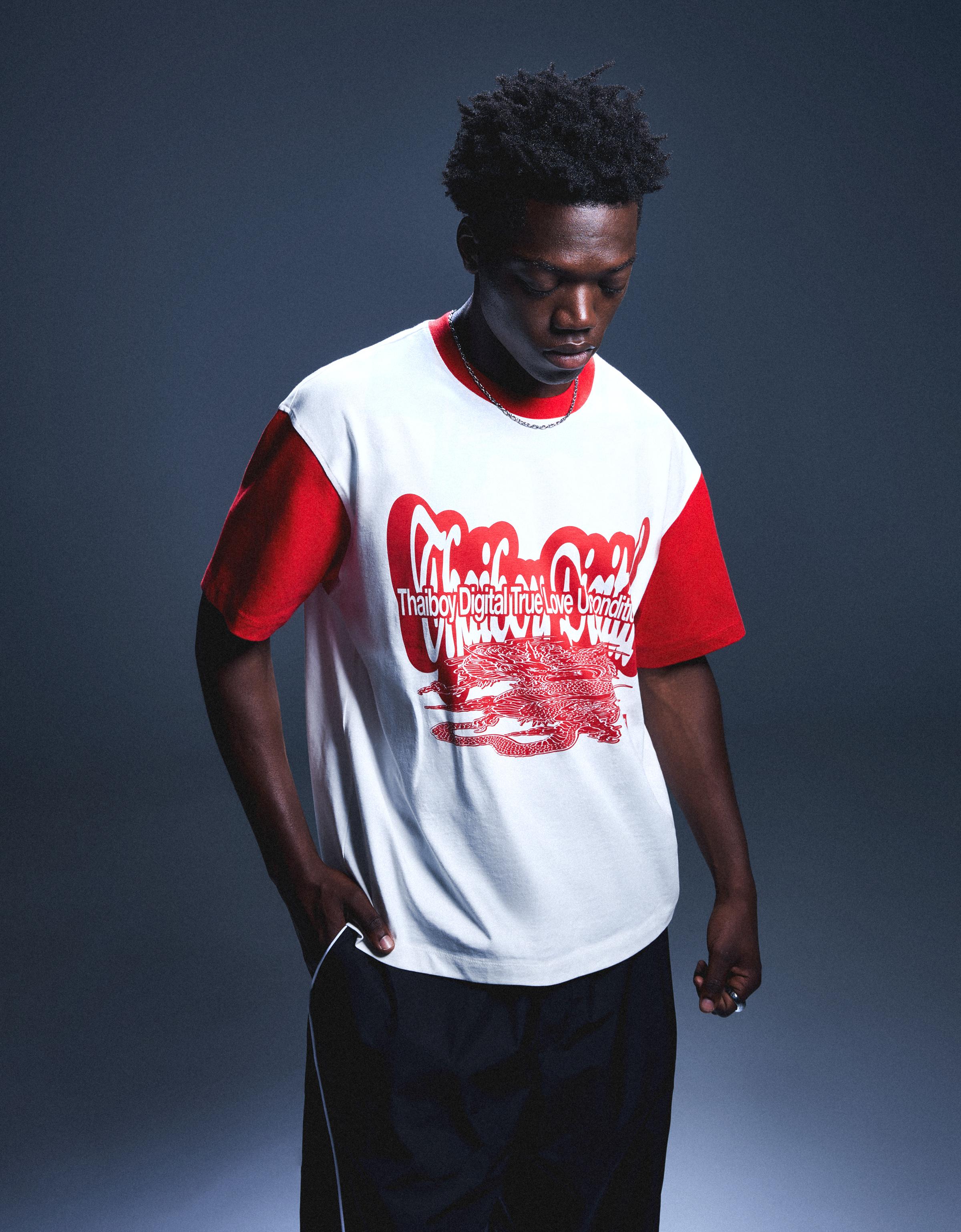 Bershka Camiseta Manga Corta Print Nts X Thaiboy Digital Hombre L Blanco
