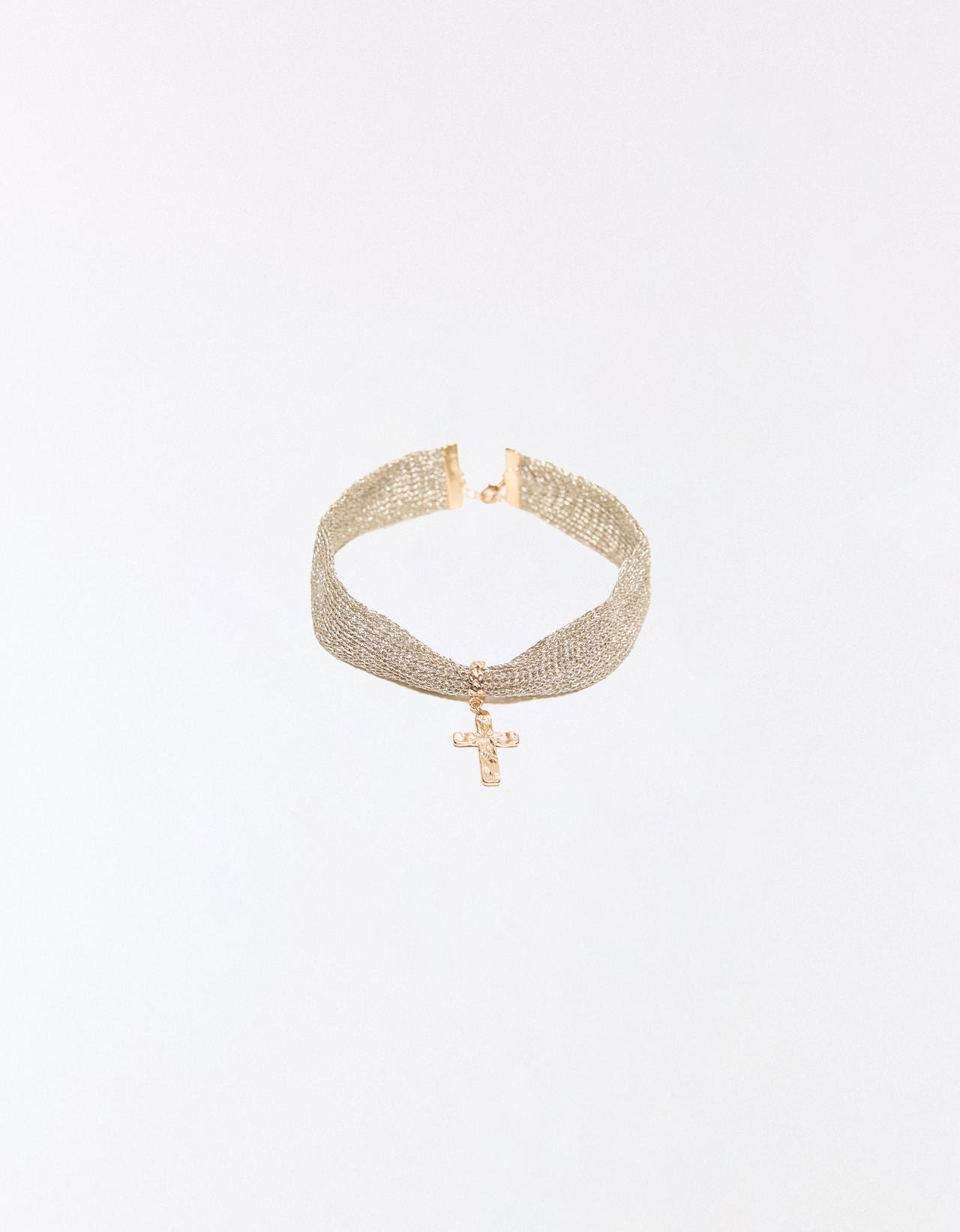 Mesh cross necklace — Gold
