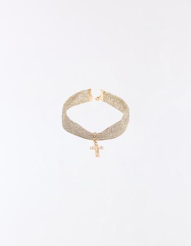 Mesh cross necklace — Gold 3