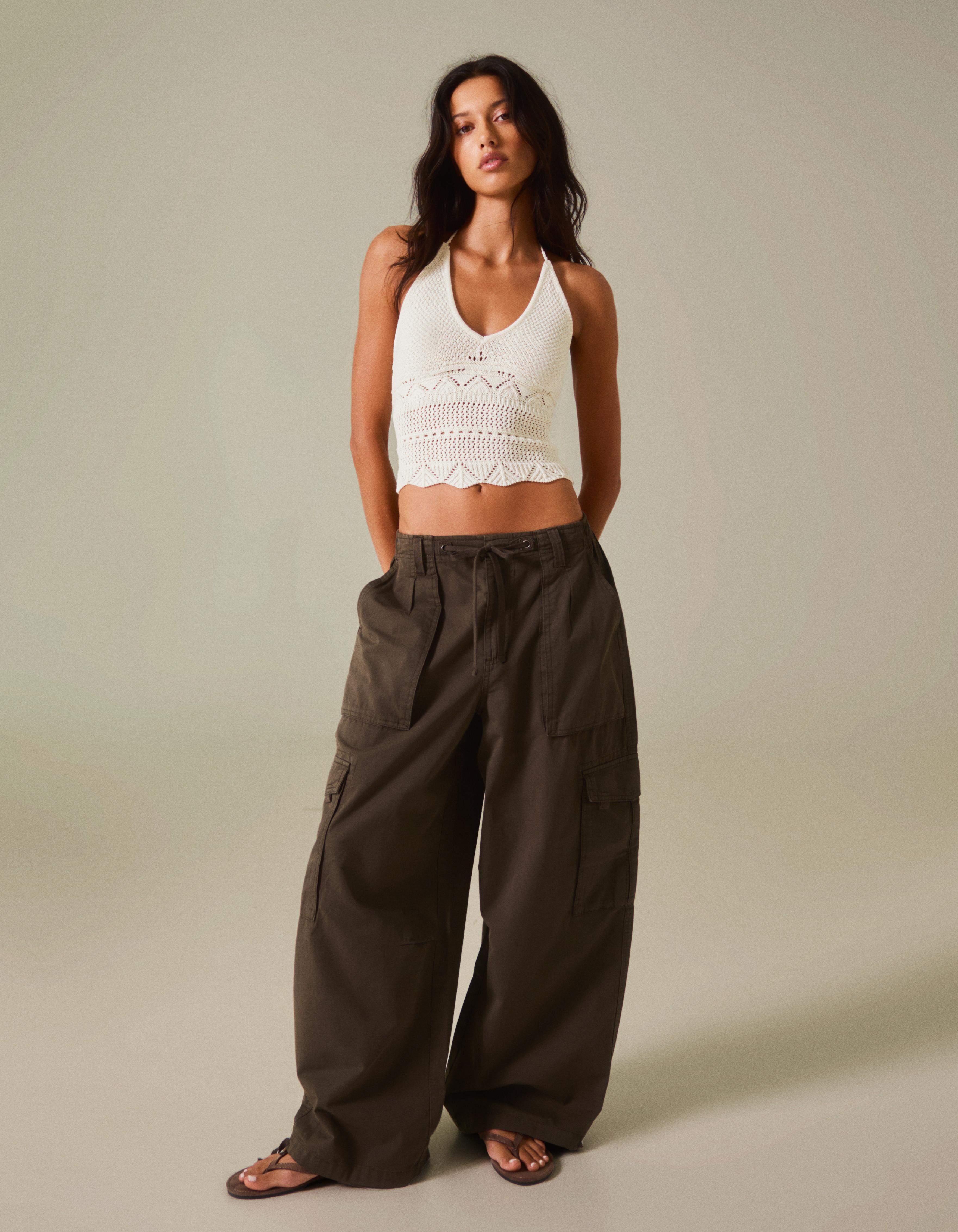 Rustic knit halter top — Cream
