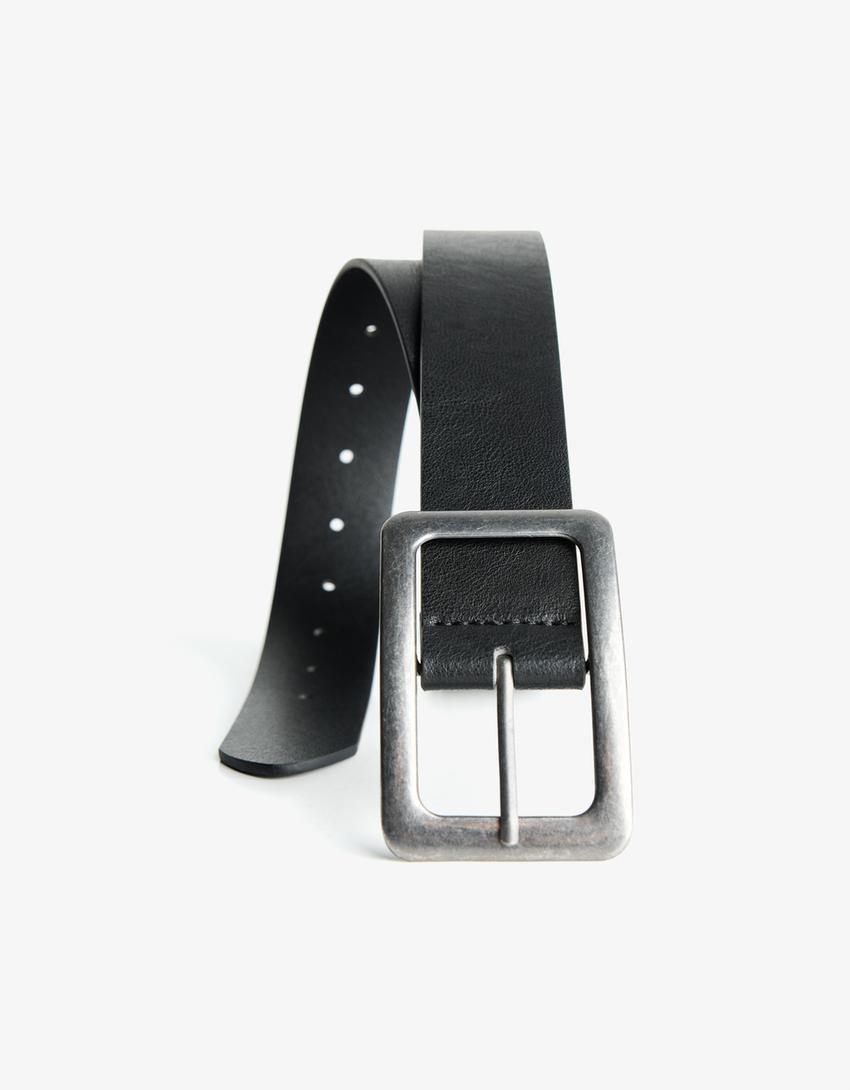 Ceinture à large boucle-Noir