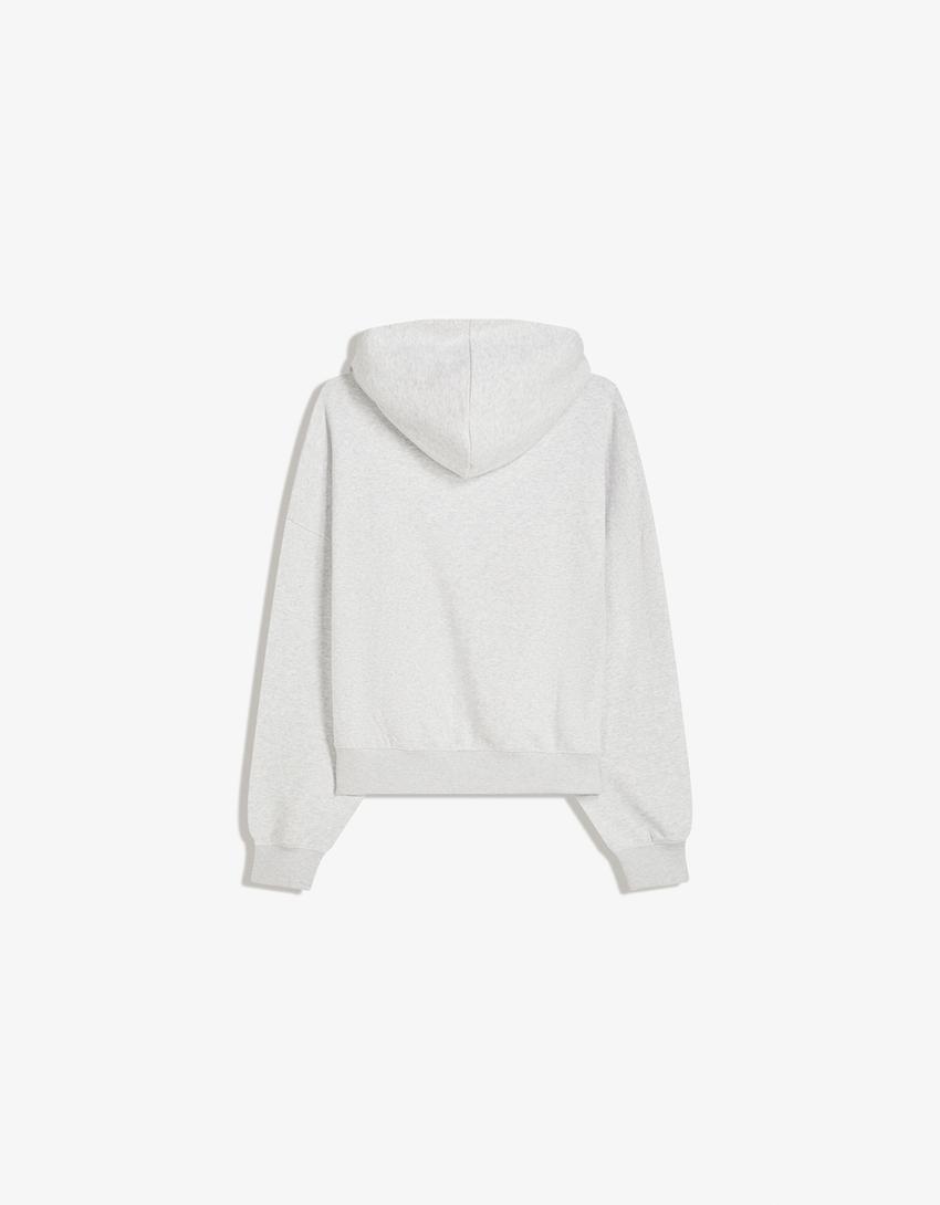 Boxy-Hoodie mit Print-Grau