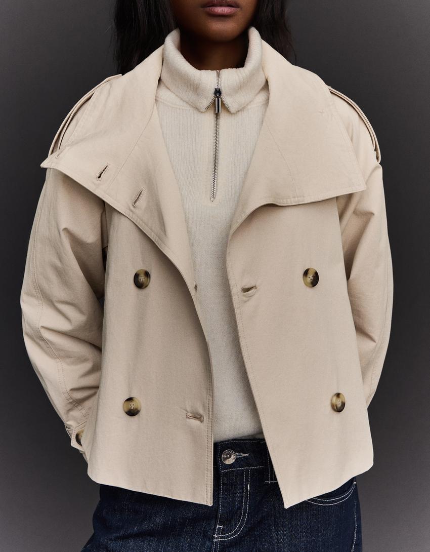 Casaco trench gola funil-Areia