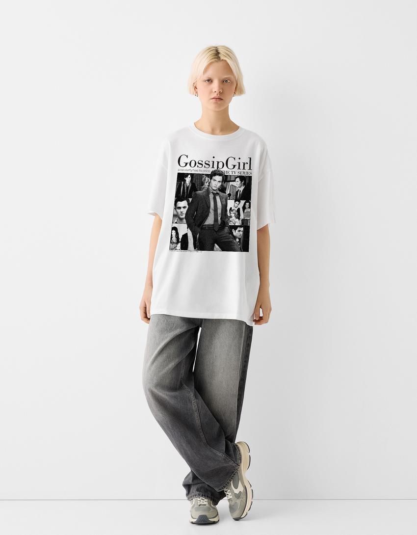 T-shirt Gossip Girl manga curta-Gelo-4