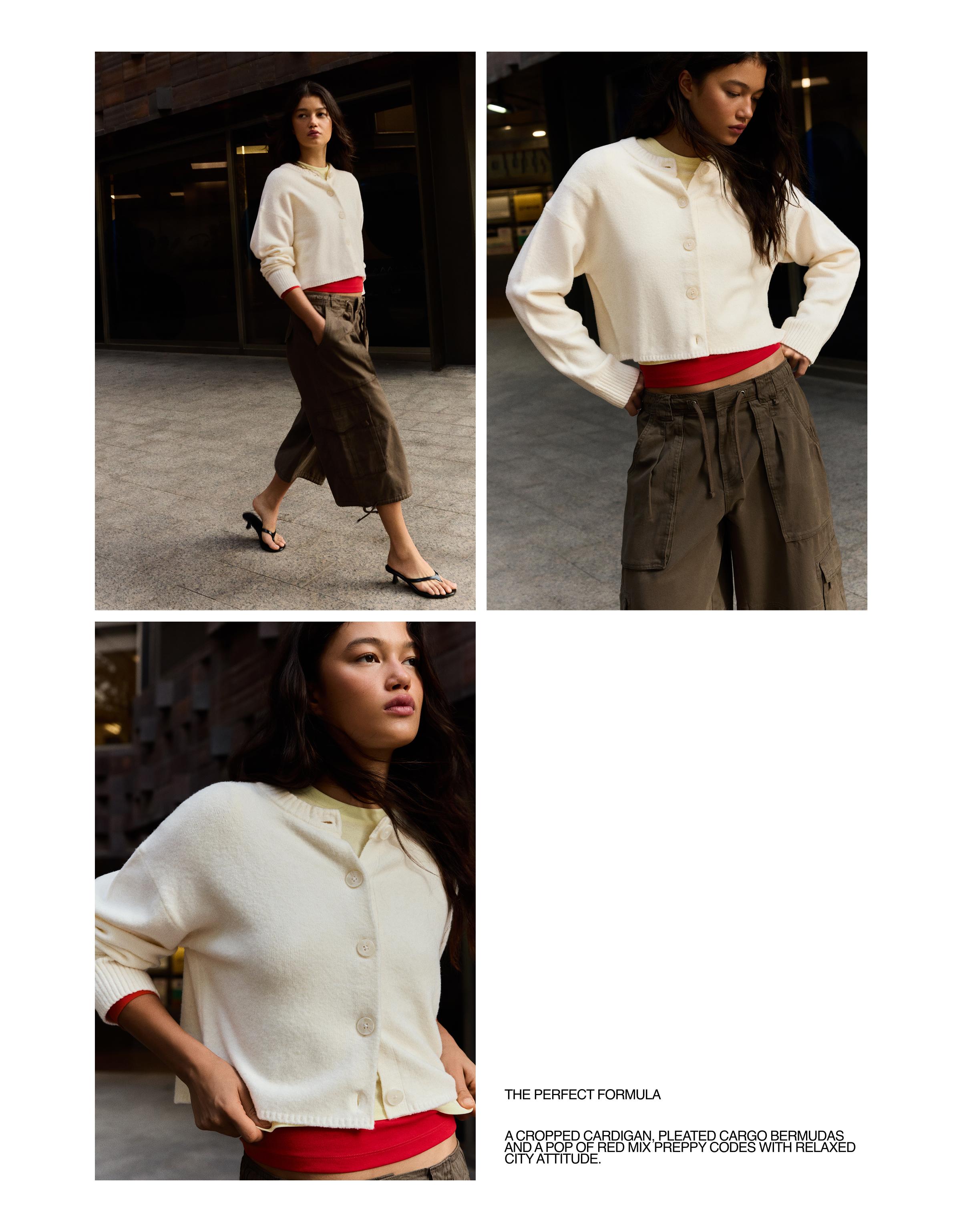 Soft touch round neck jacket — Cream