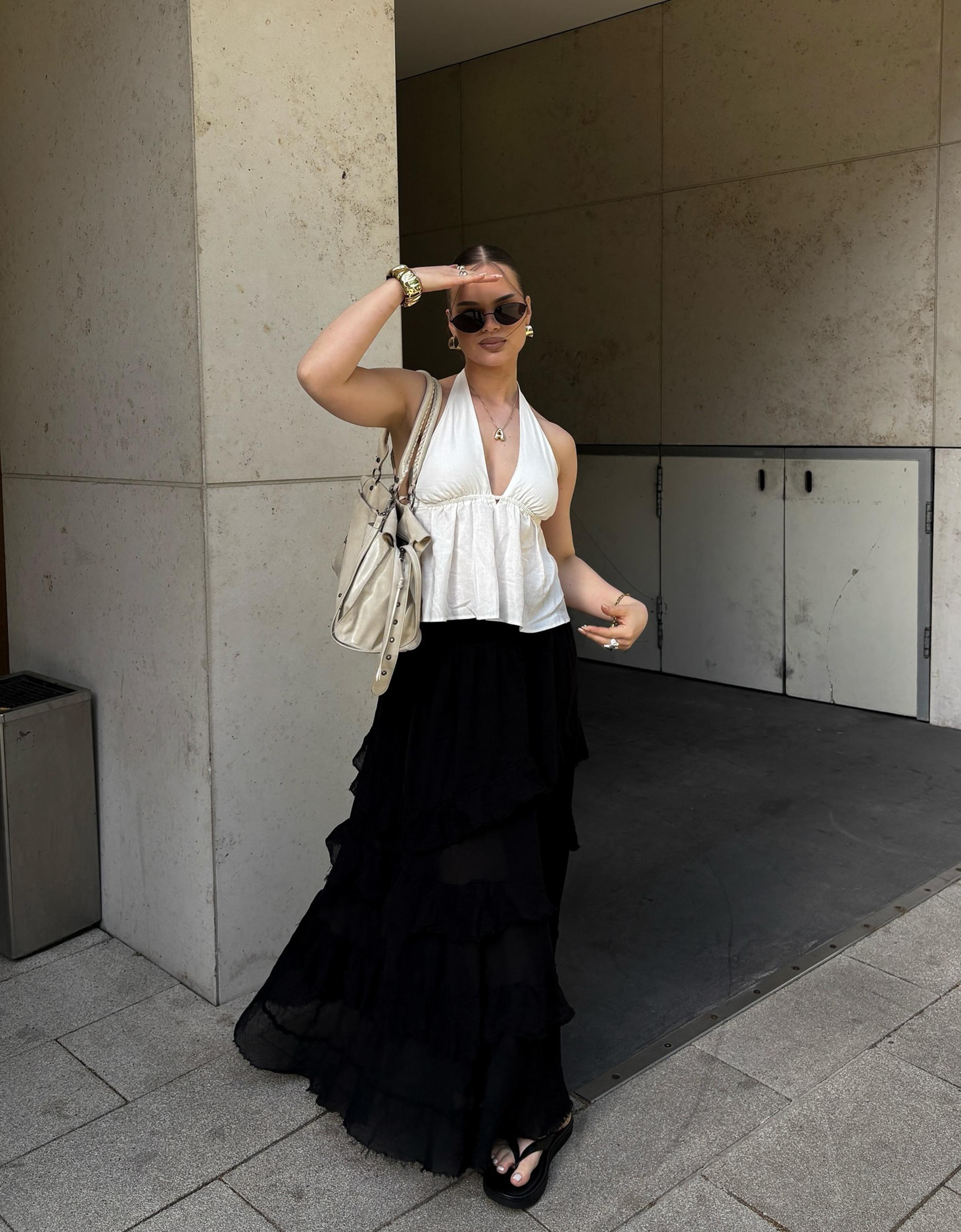 bershka green midi skirt