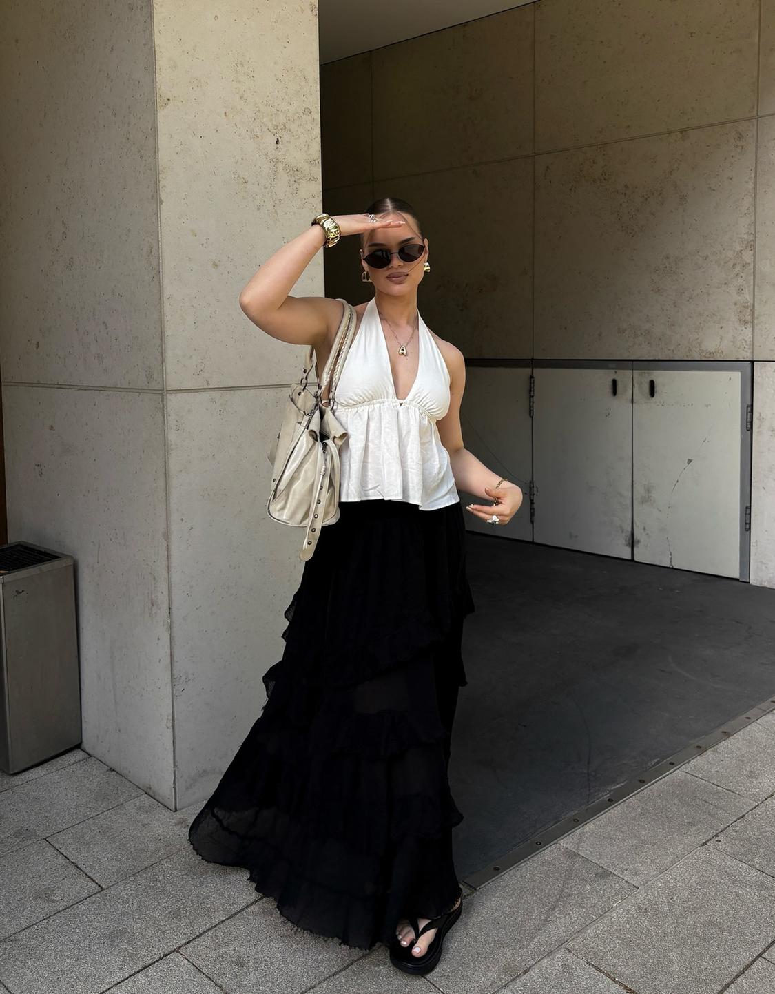 Ruffled maxi skirt
