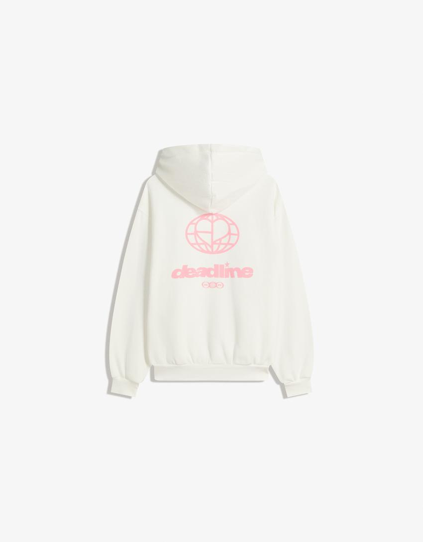 Bluza Black Pink z kapturem-Biały złamany