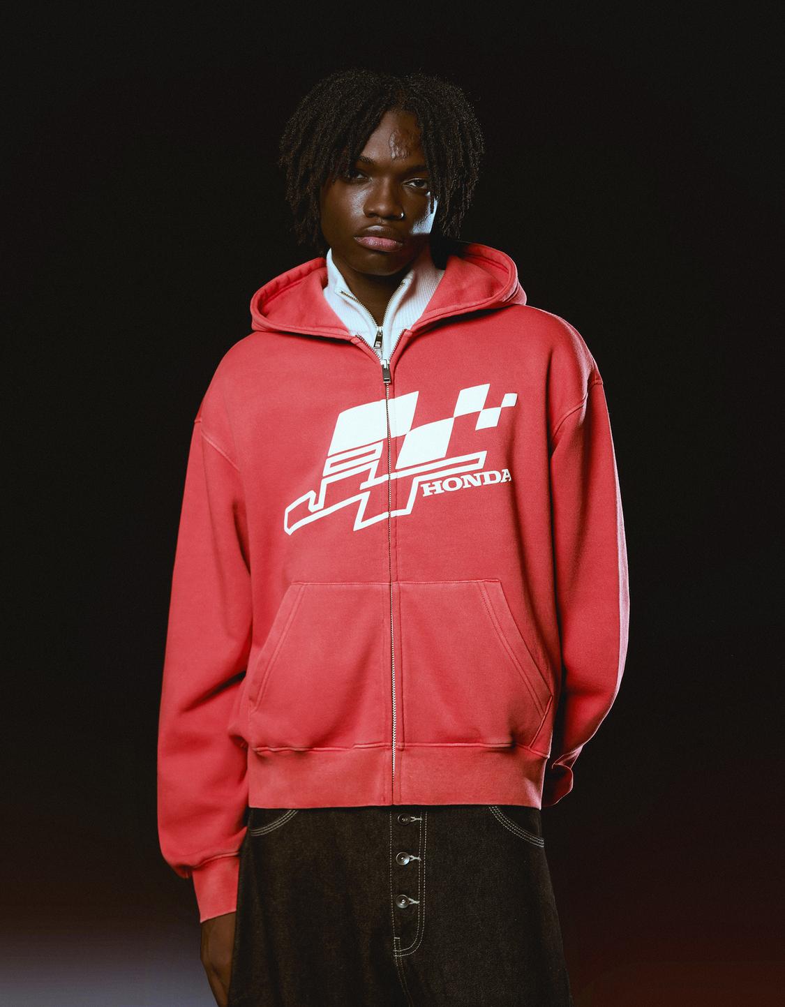 JT Racing Honda zipped hoodie with print