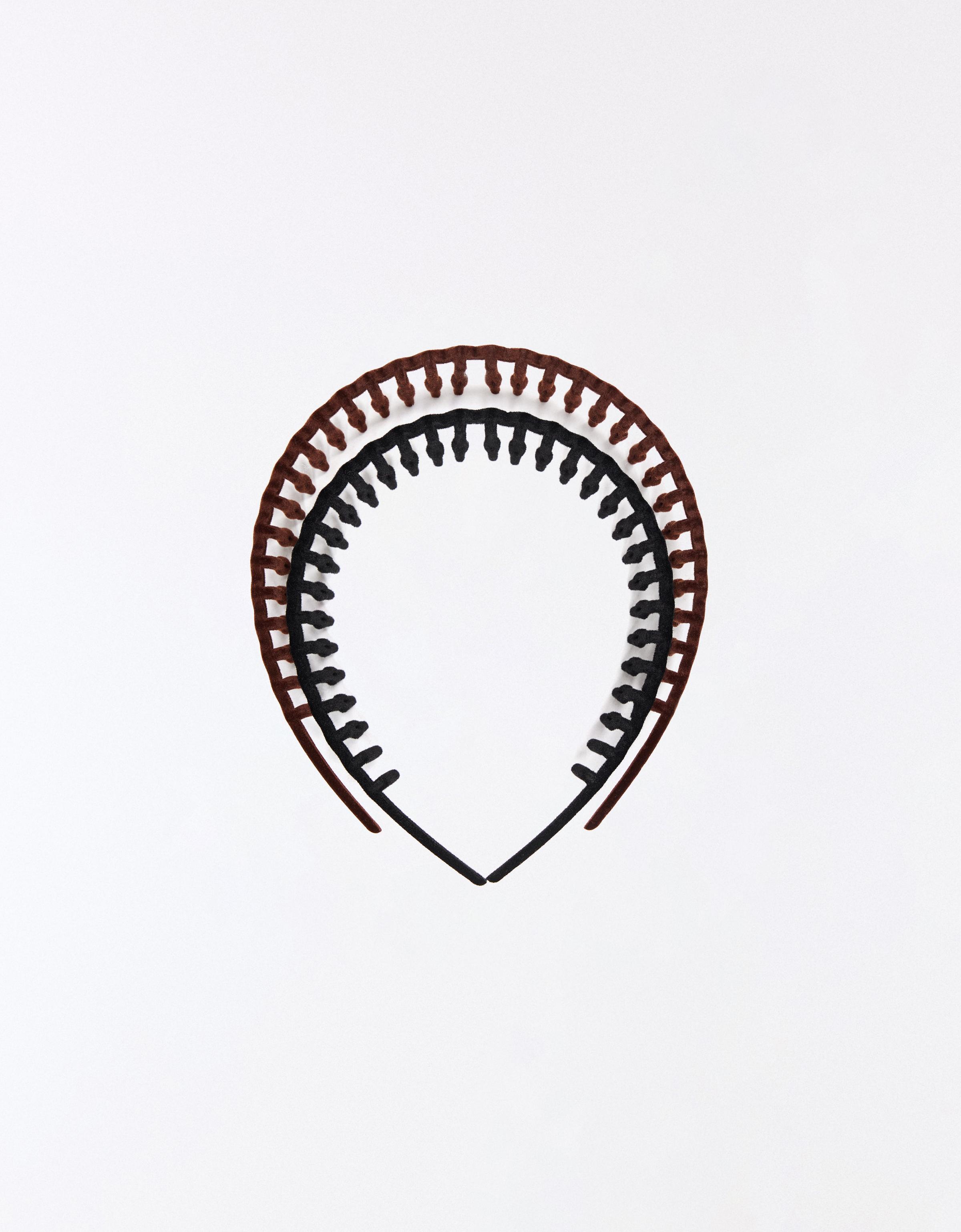 Pack of 2 zig-zag headbands — Black