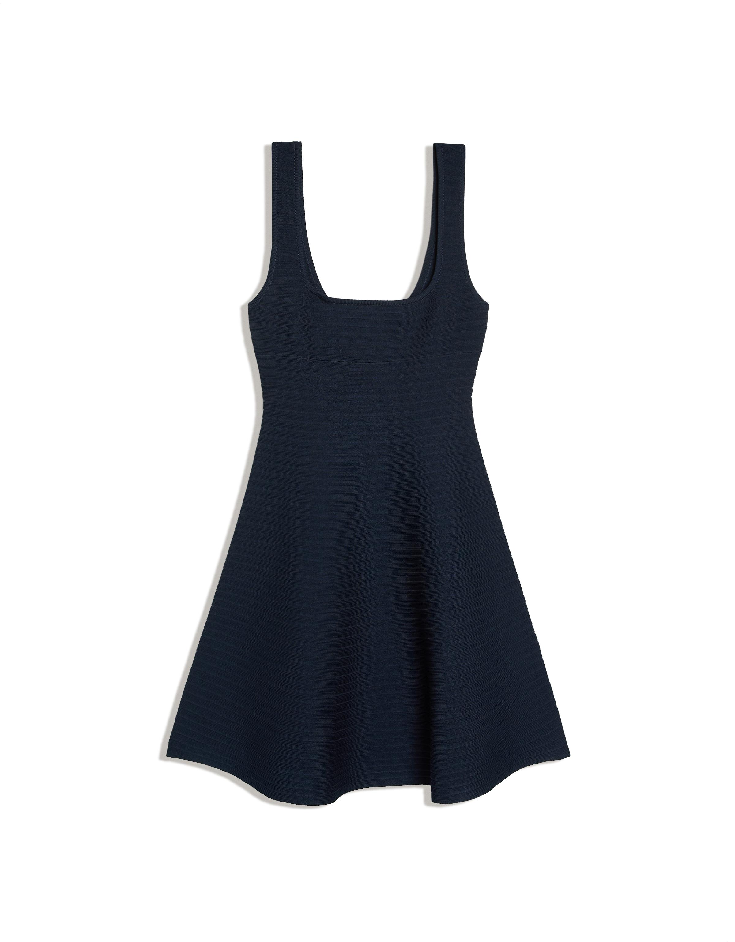 Knitted mini dress with flared skirt — Navy