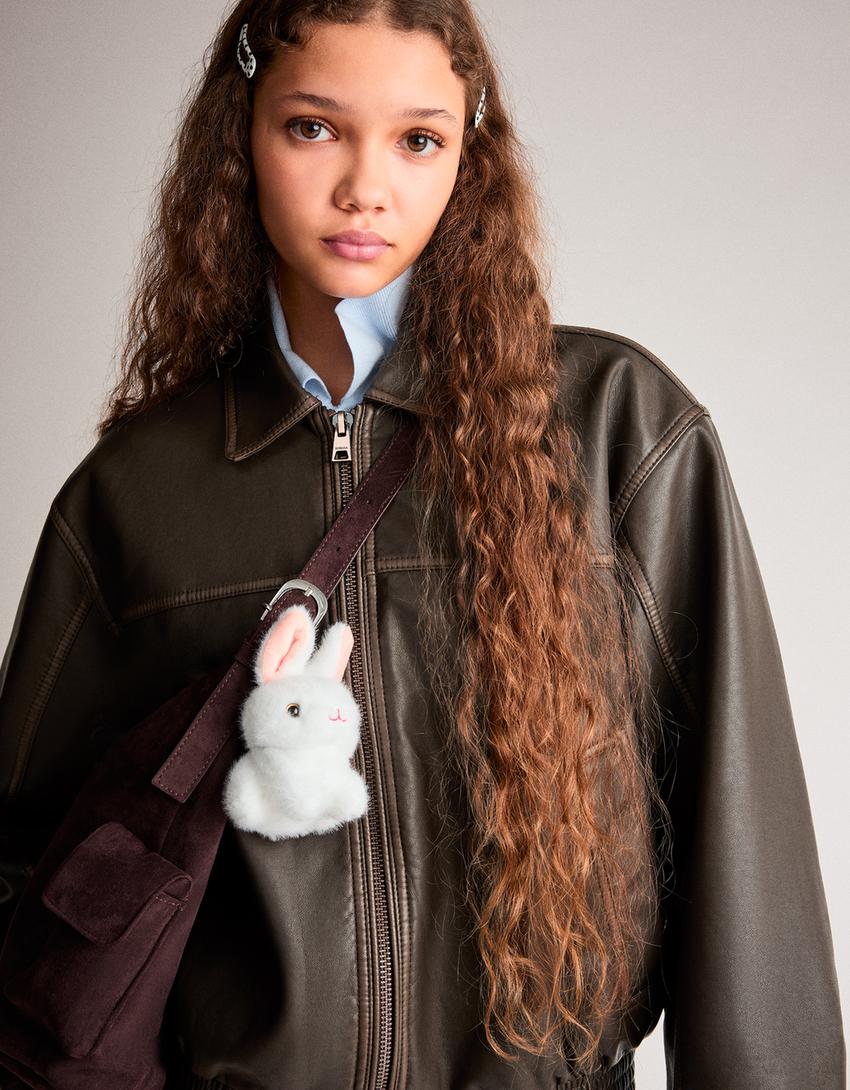 Blouson similicuir-Marron