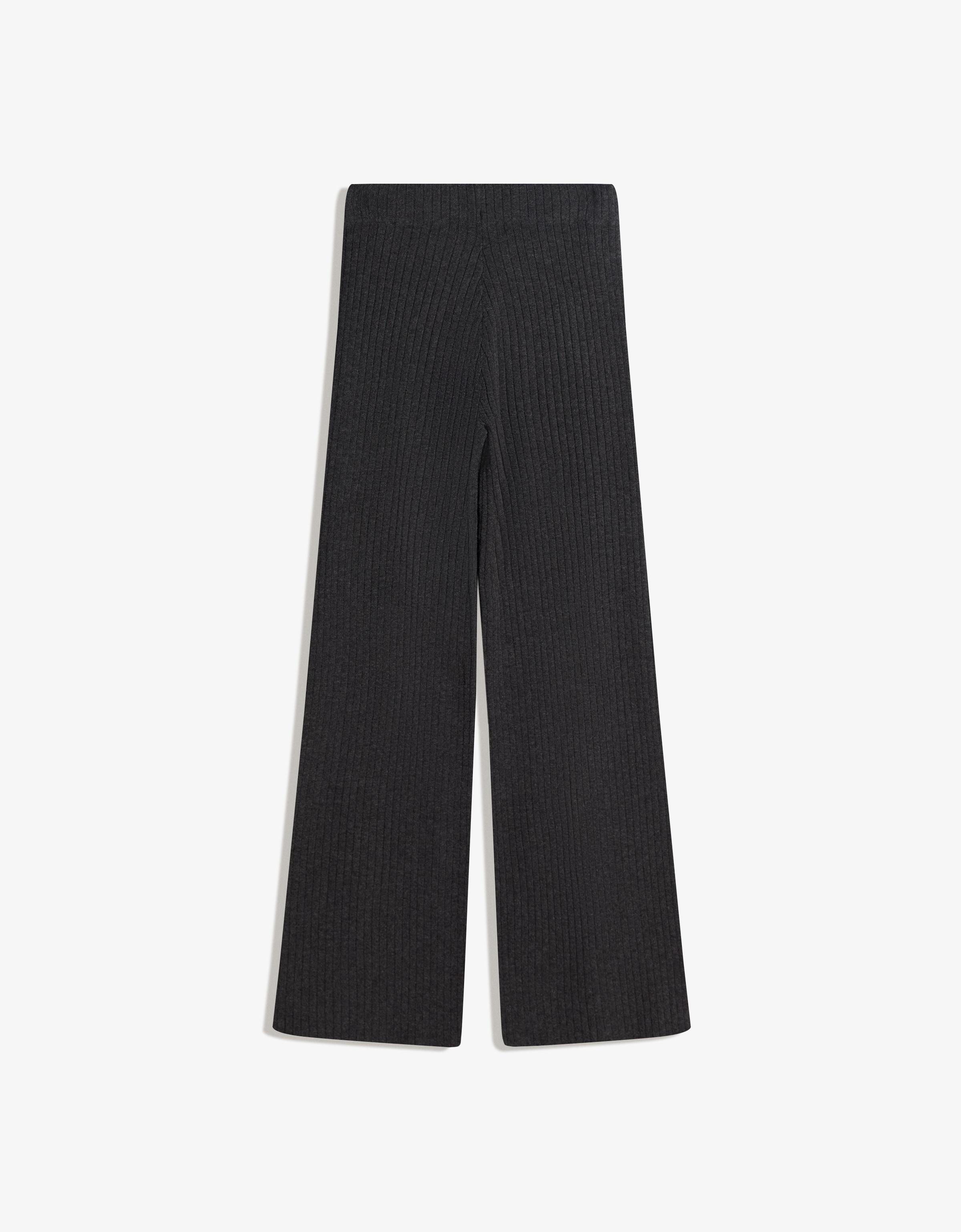 Wide-leg rib trousers