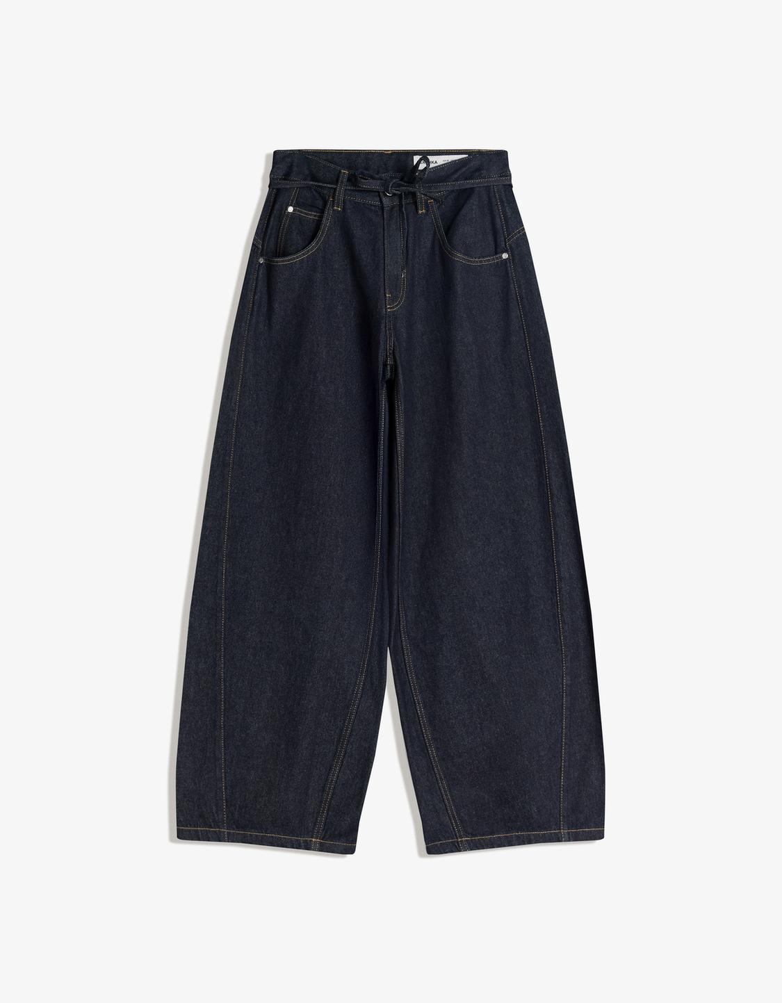 Jeans wide leg barrel cinturón