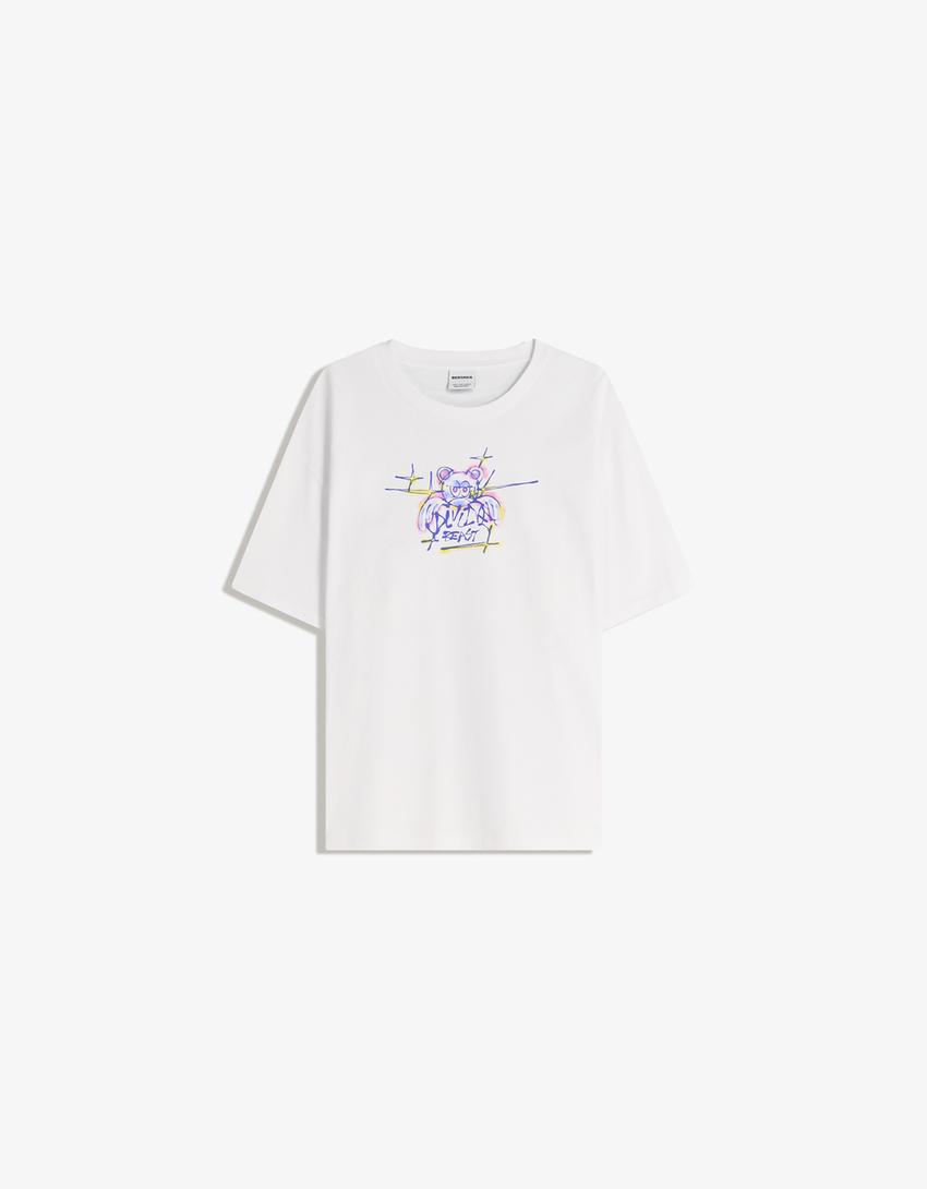 Short sleeve print T-shirt-White
