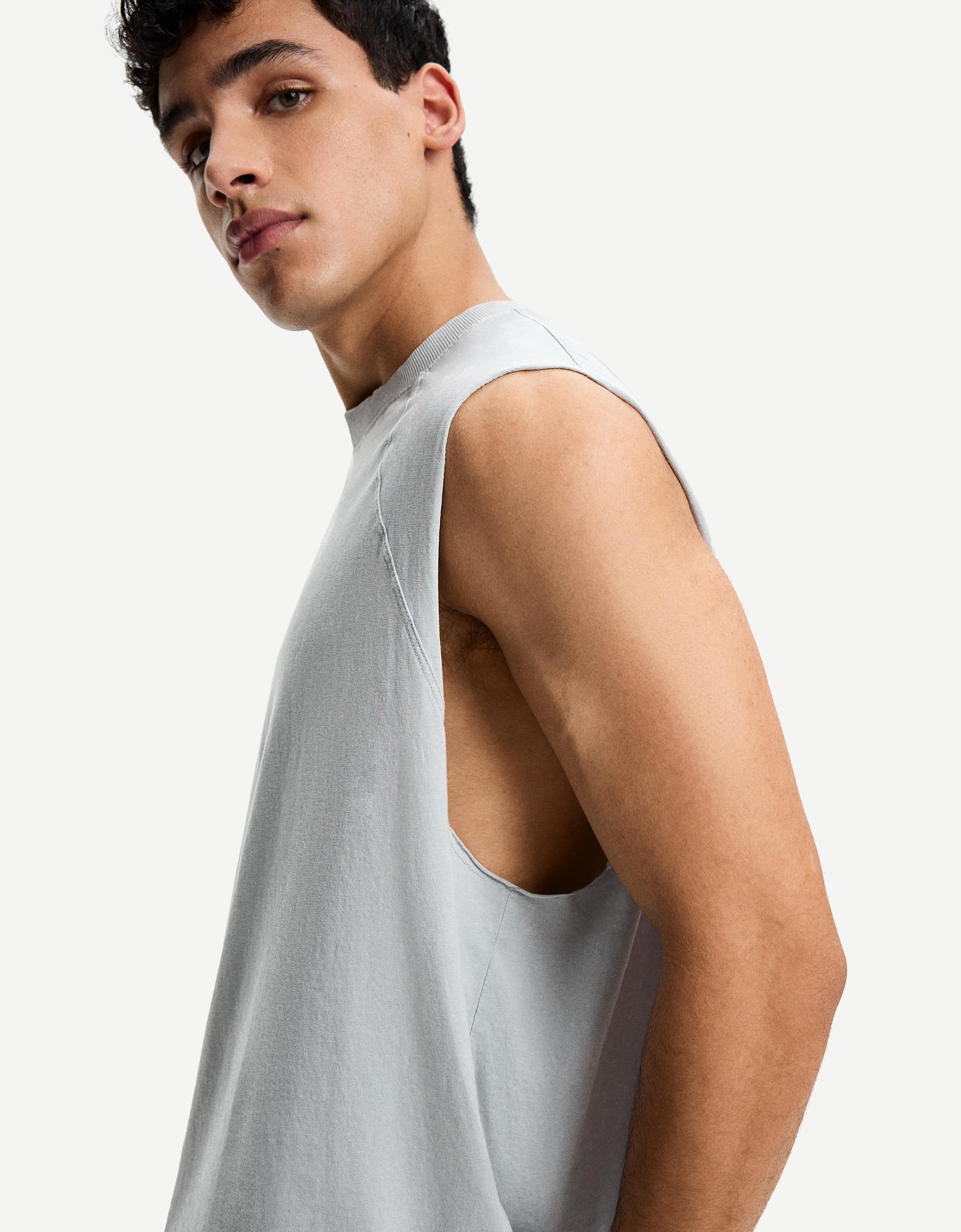Tricou fără mâneci-Gri-3