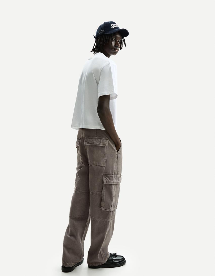 Pantalón baggy cargo-Gris-1