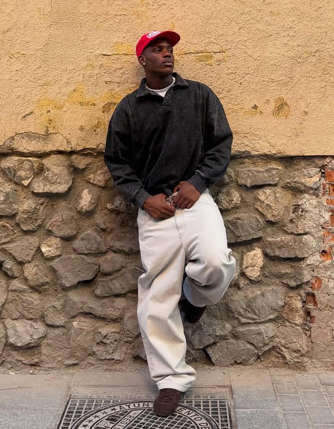 Oversize polo collar sweatshirt
