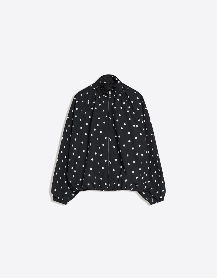 Oversize polka dot jacket-Black