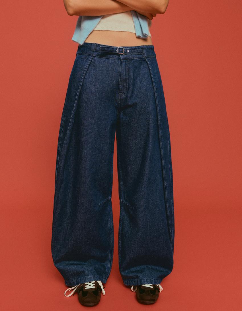 Jeans twisted pliegues-Azul