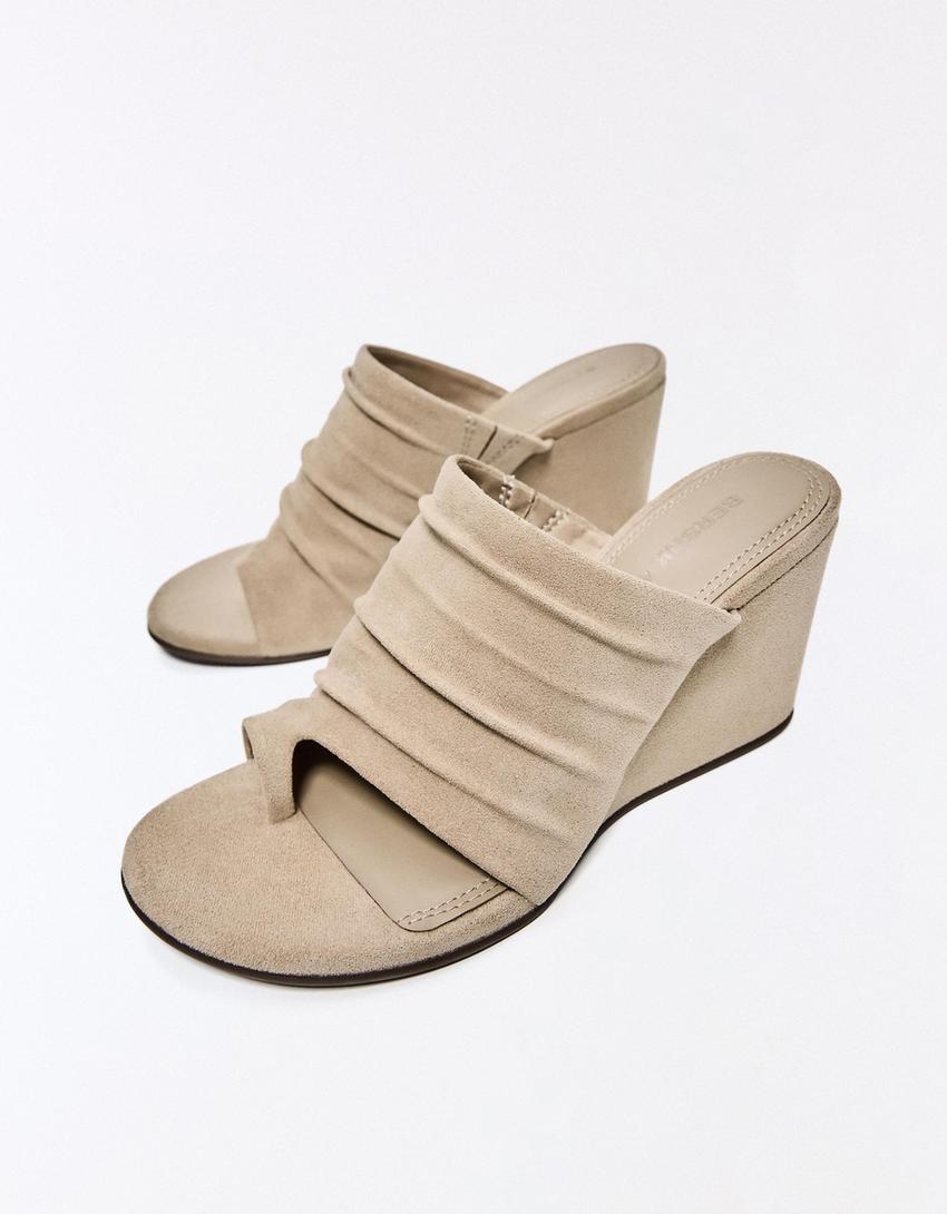 Wedge heel mules-SAND