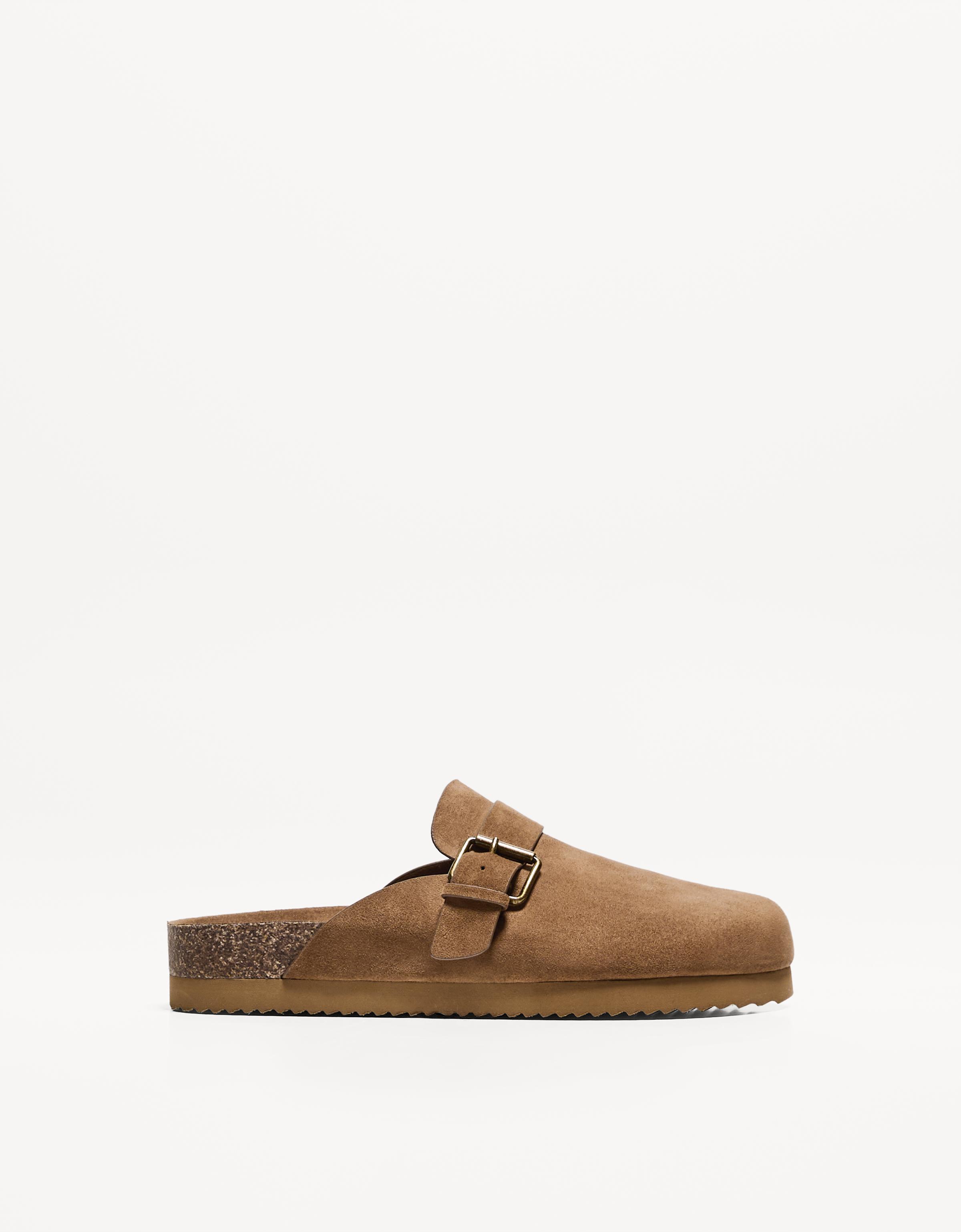 Bershka Clogs Mit Schnalle Und Nieten Herren 42 Braun
