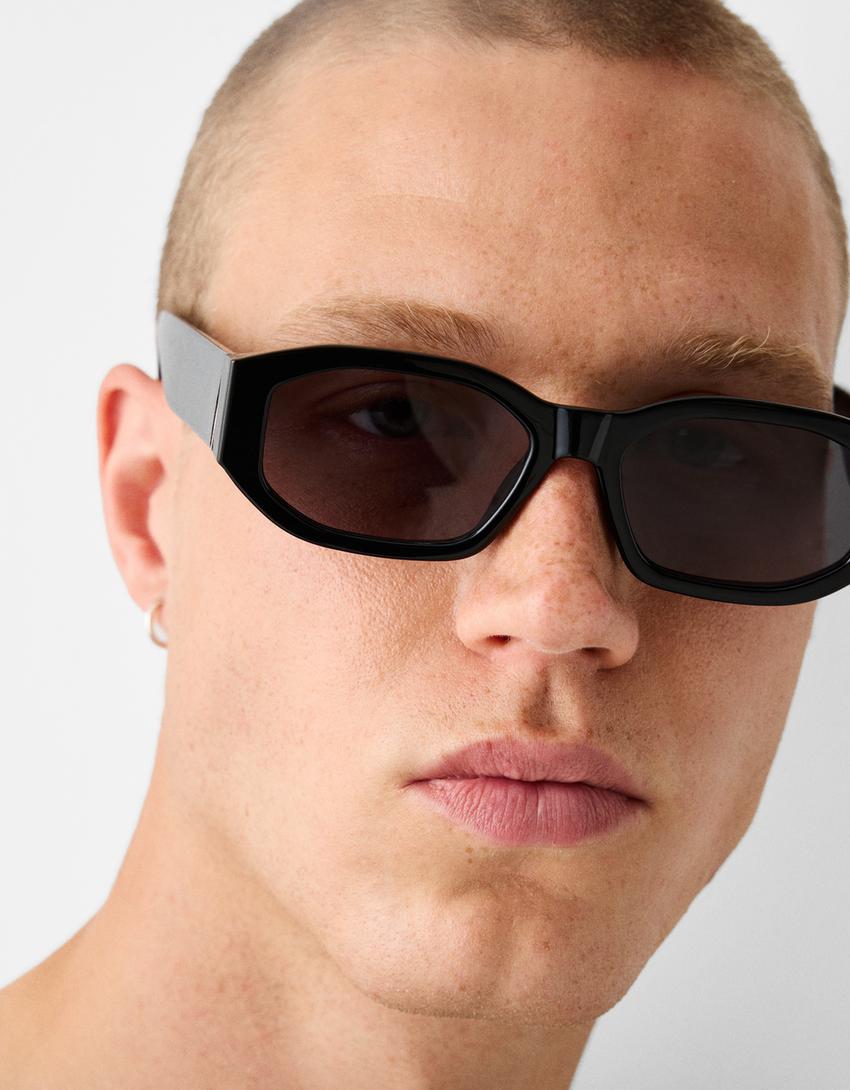 Óculos de sol hexagonais-Preto-1