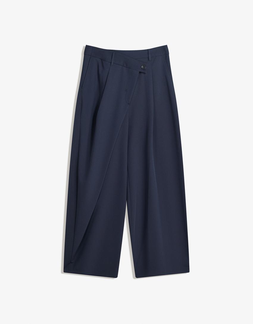 Pantalon tailoring taille croisée-Marine-3